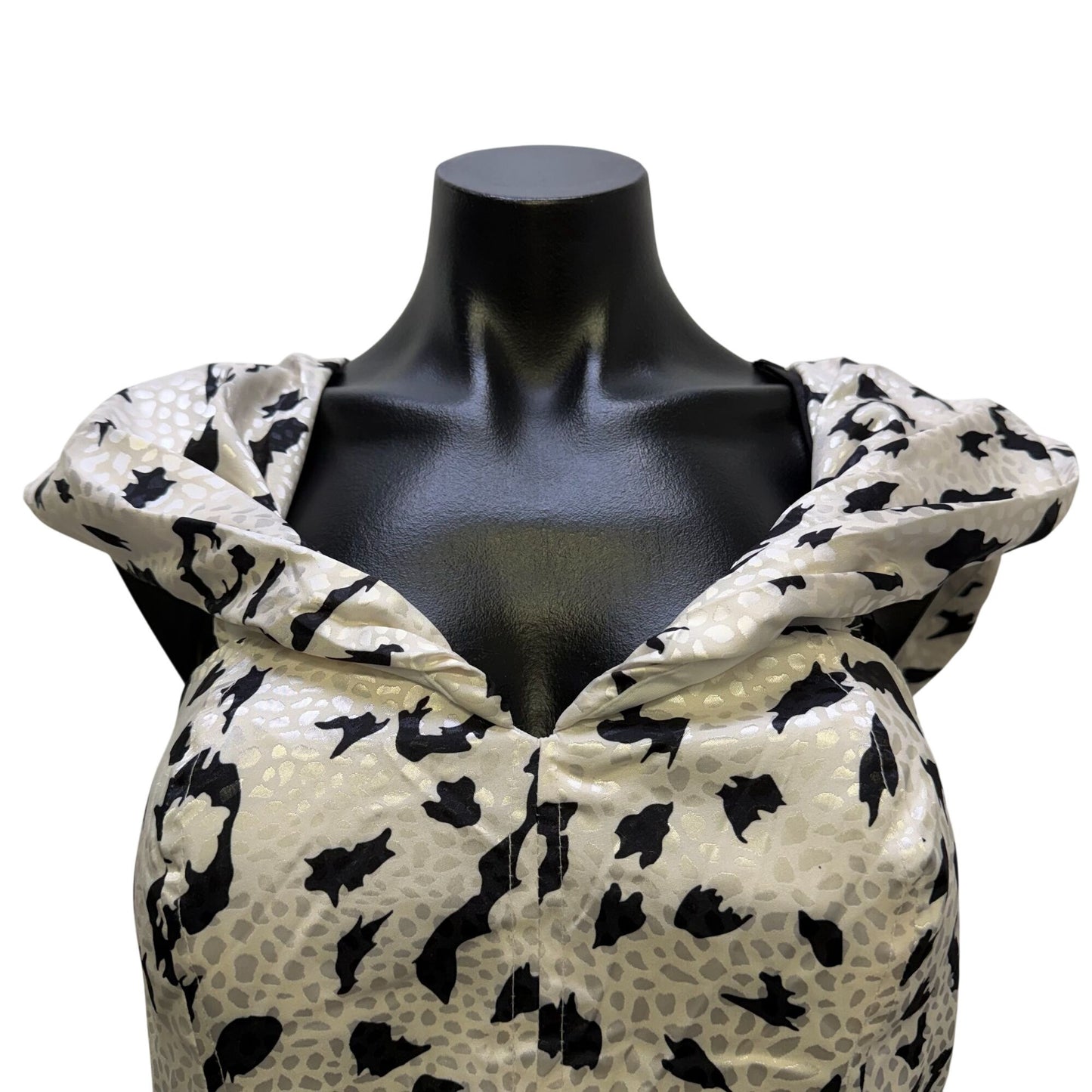 Lulus White & Black Ruched Sleeveless Mini Dress With Cowl Neck M