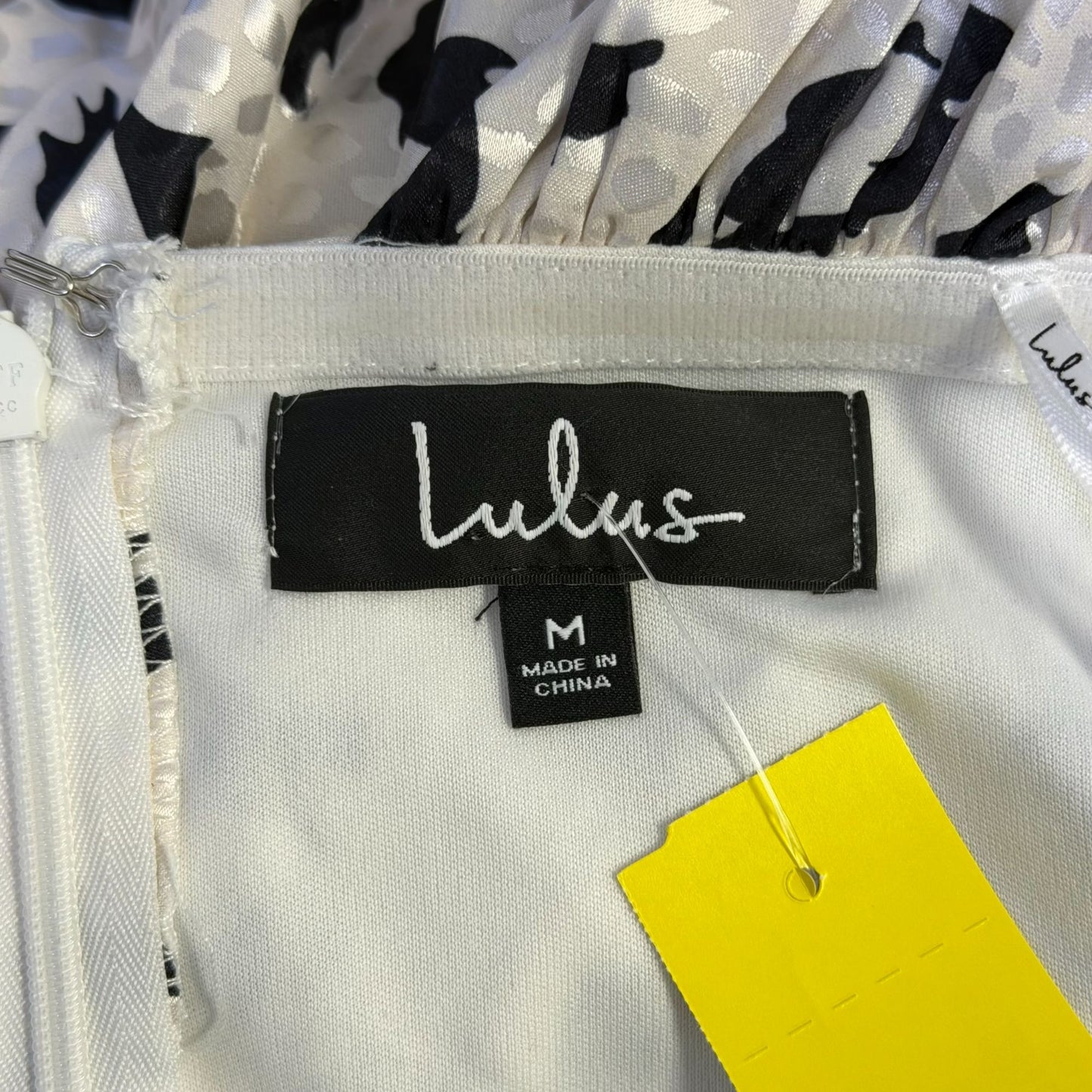 Lulus White & Black Ruched Sleeveless Mini Dress With Cowl Neck M