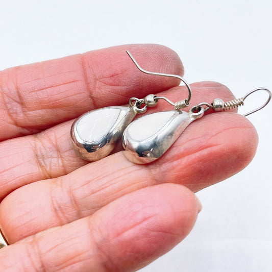 Sterling Silver & White Howlite Stone Teardrop Dangle Earrings