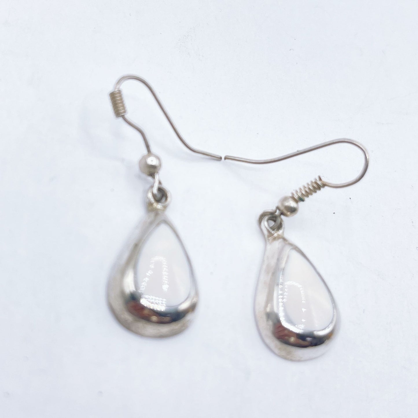 Sterling Silver & White Howlite Stone Teardrop Dangle Earrings