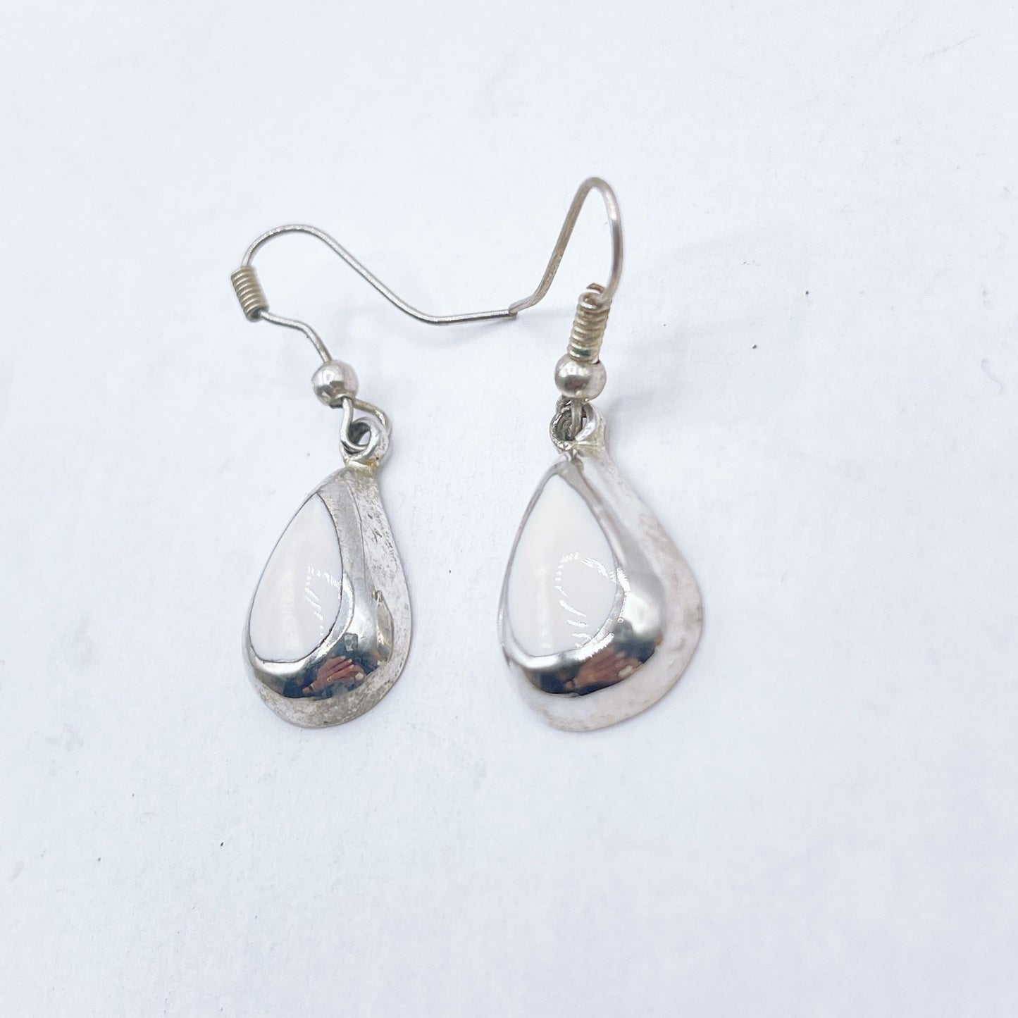 Sterling Silver & White Howlite Stone Teardrop Dangle Earrings