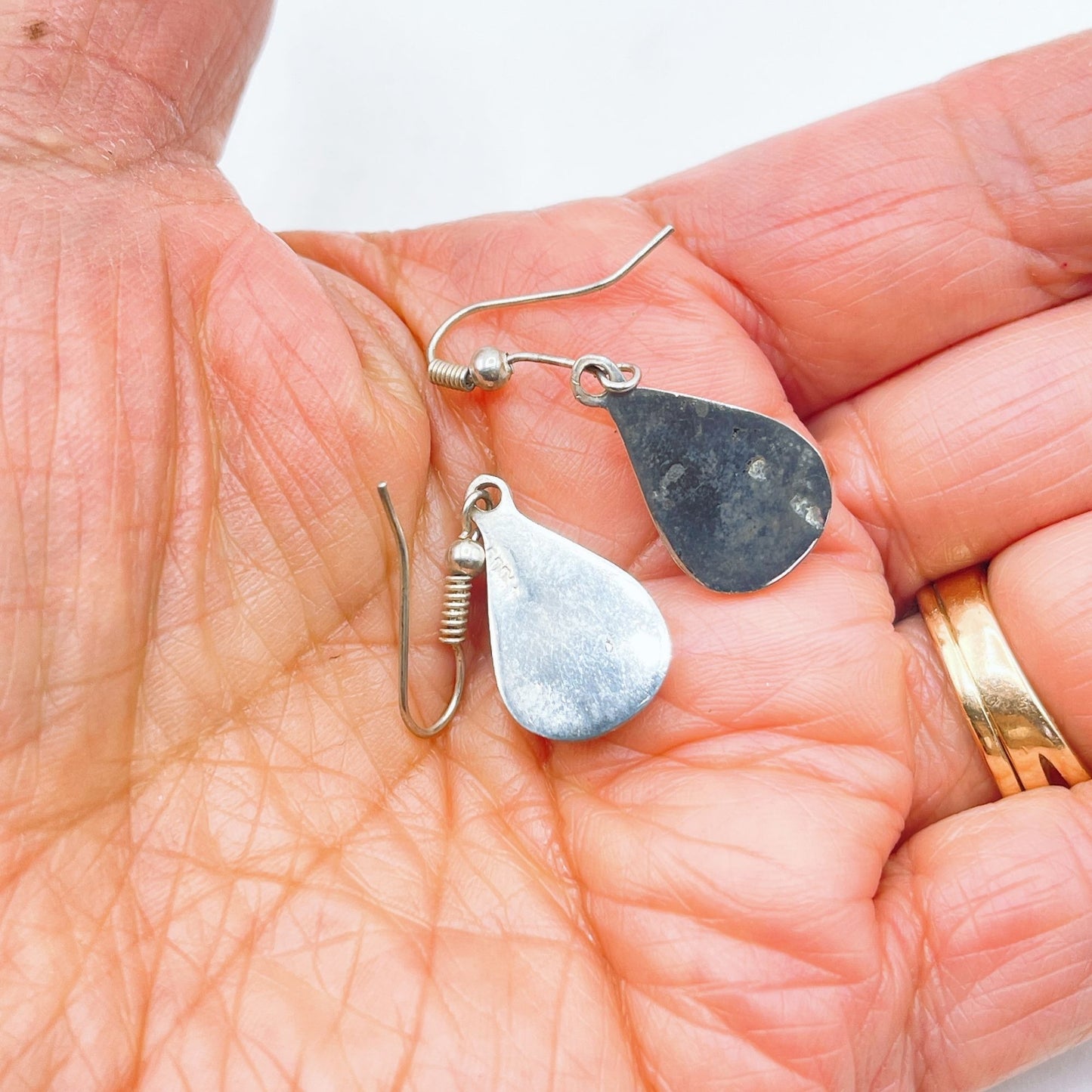 Sterling Silver & White Howlite Stone Teardrop Dangle Earrings