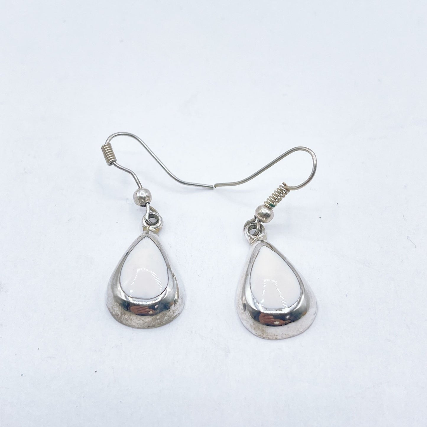 Sterling Silver & White Howlite Stone Teardrop Dangle Earrings