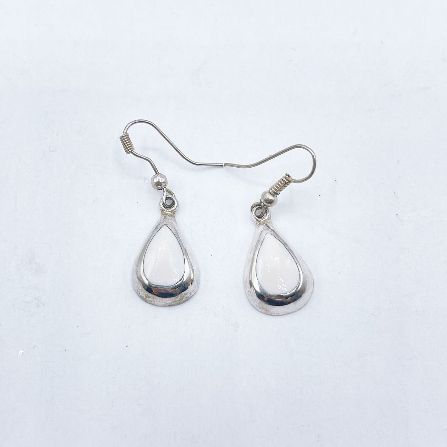 Sterling Silver & White Howlite Stone Teardrop Dangle Earrings