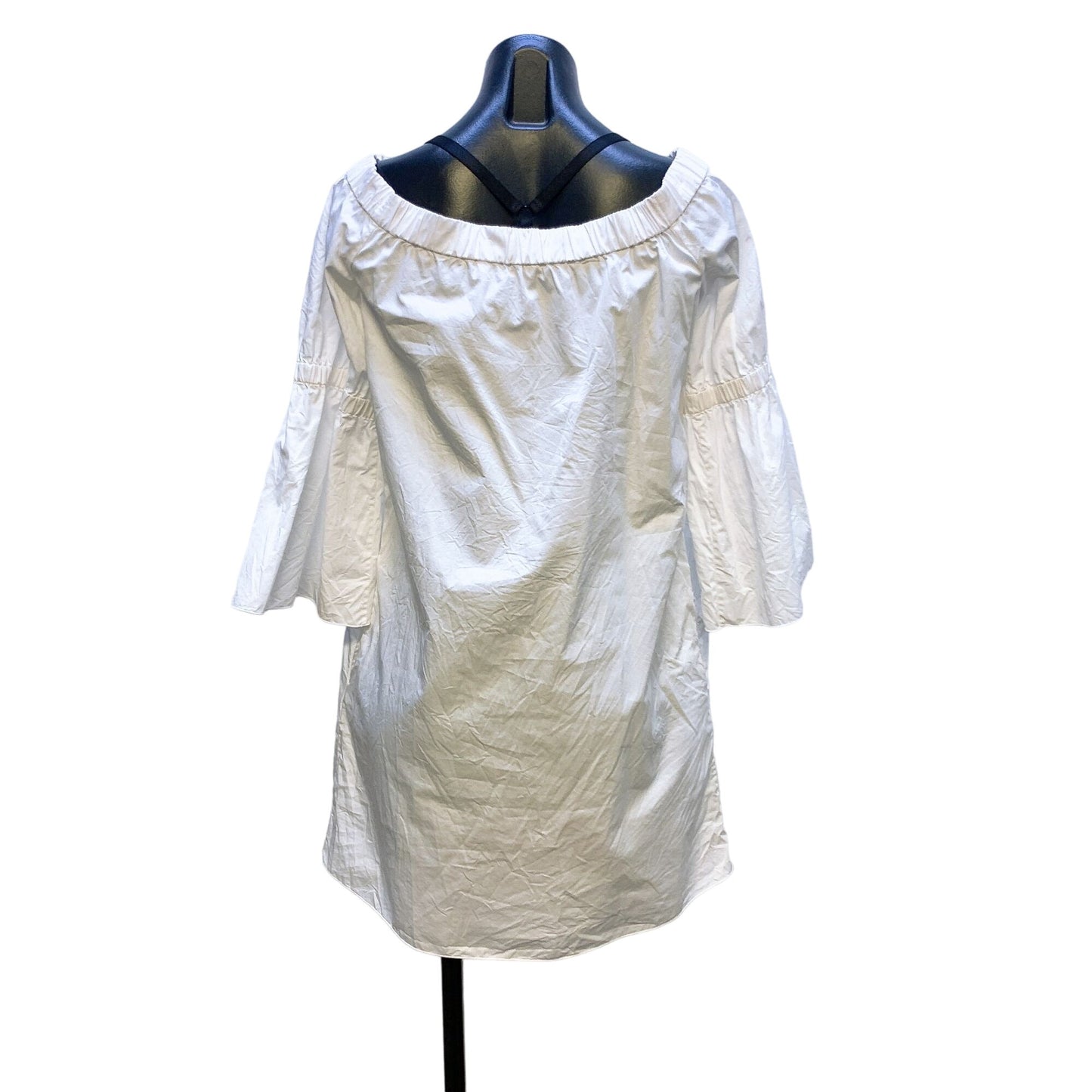 Tibi Womens White Cotton Blouse Size 8 Flowy Bell Sleeves