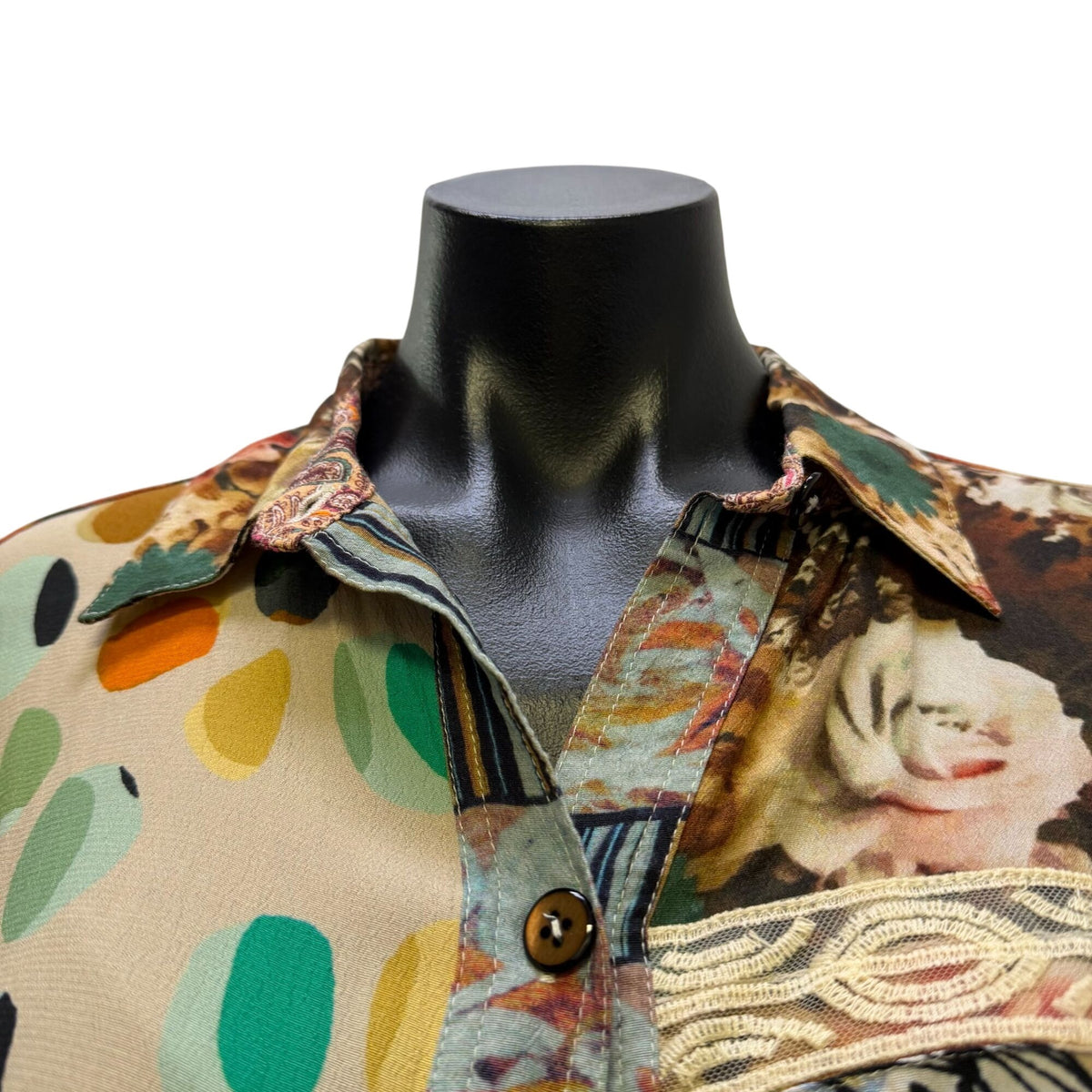 John Mark Multicolor Butterfly & Floral Print Blouse Dress M