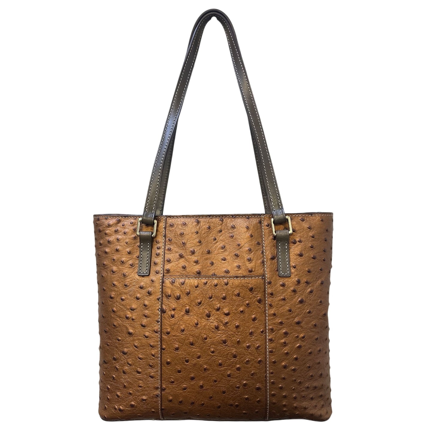 Dooney & Bourke Brown Ostrich Embossed Leather Tote w/ Double Handles