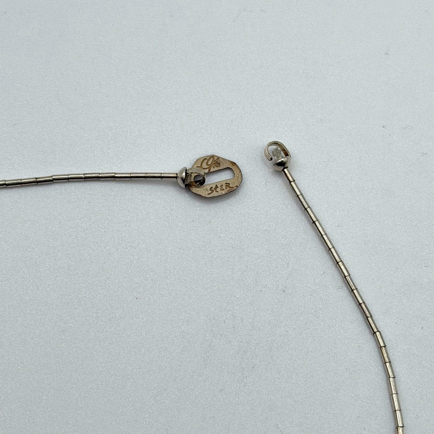 Carolyn Pollack Sterling Liquid Silver Strand Necklace W/ Mother Of Pearl Bird & Fish Fetish Design