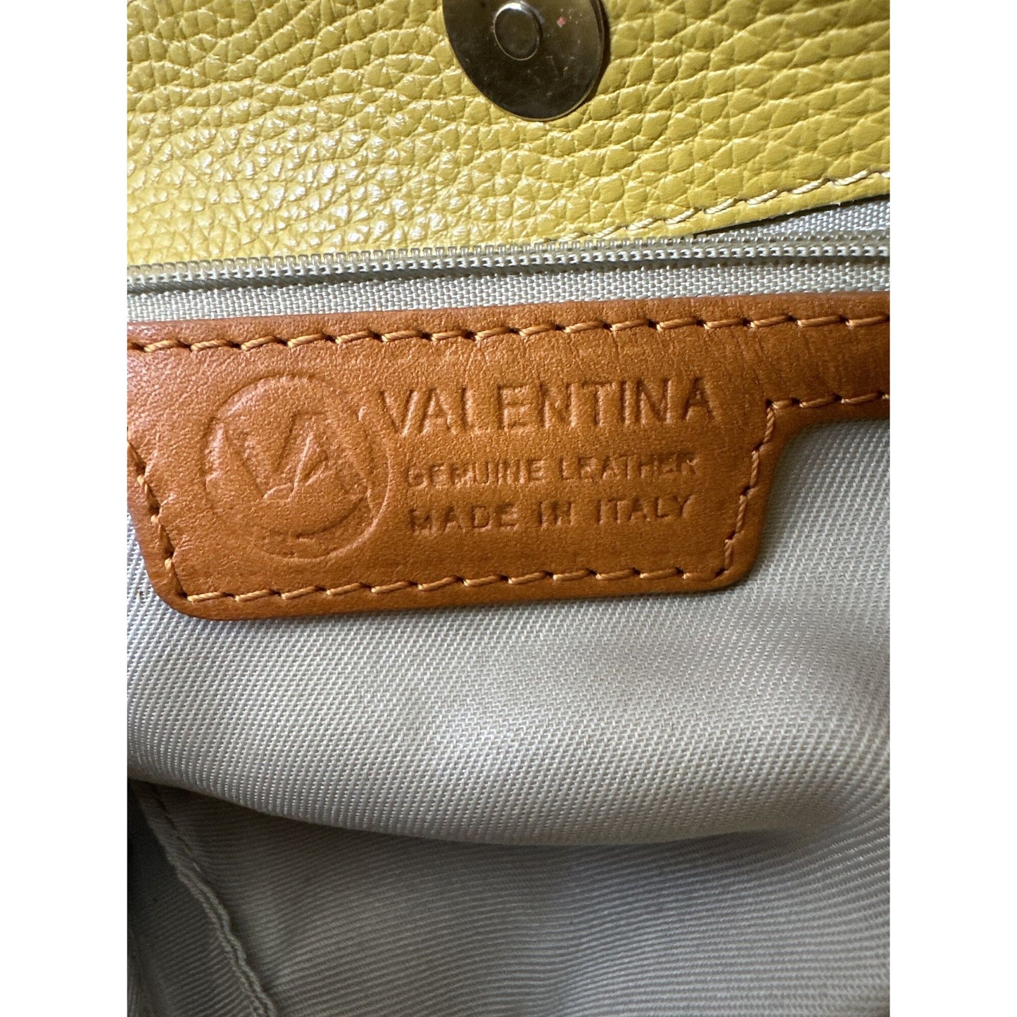 Valentina Yellow Pebbled Leather Crossbody Bag w/ Adjustable Brown Strap