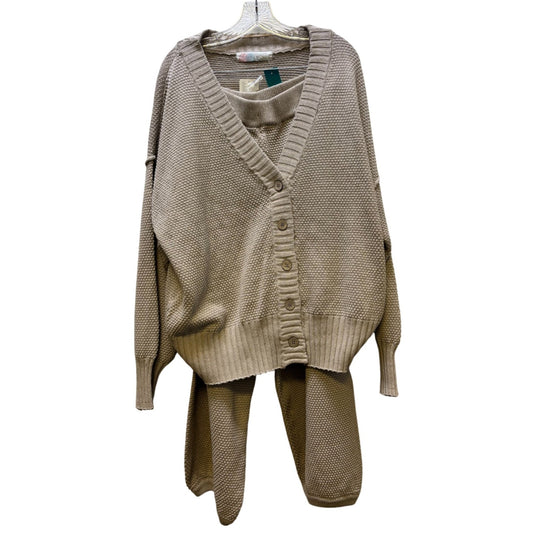 FP Beach Taupe Cardigan & Pants Set XL 2p