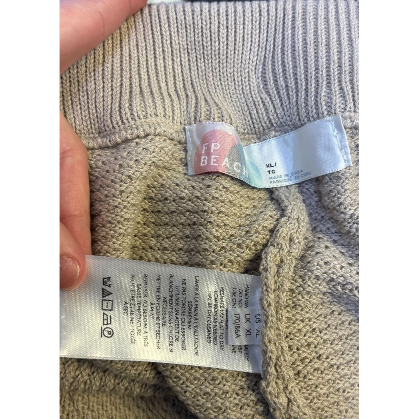 FP Beach Taupe Cardigan & Pants Set XL 2p