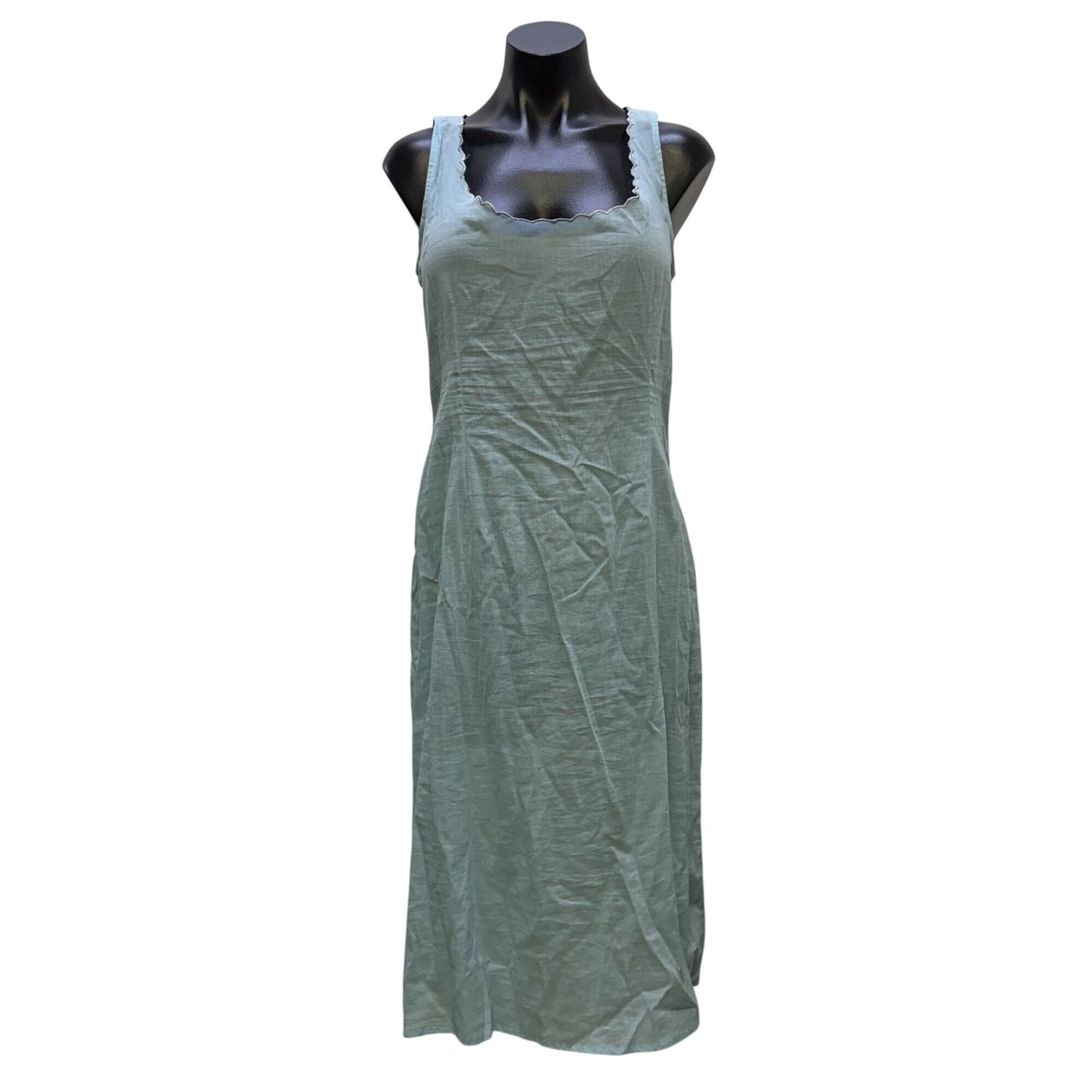 Nataya Beige & Blue 2-Piece Dress Embroidered Overlay Size S