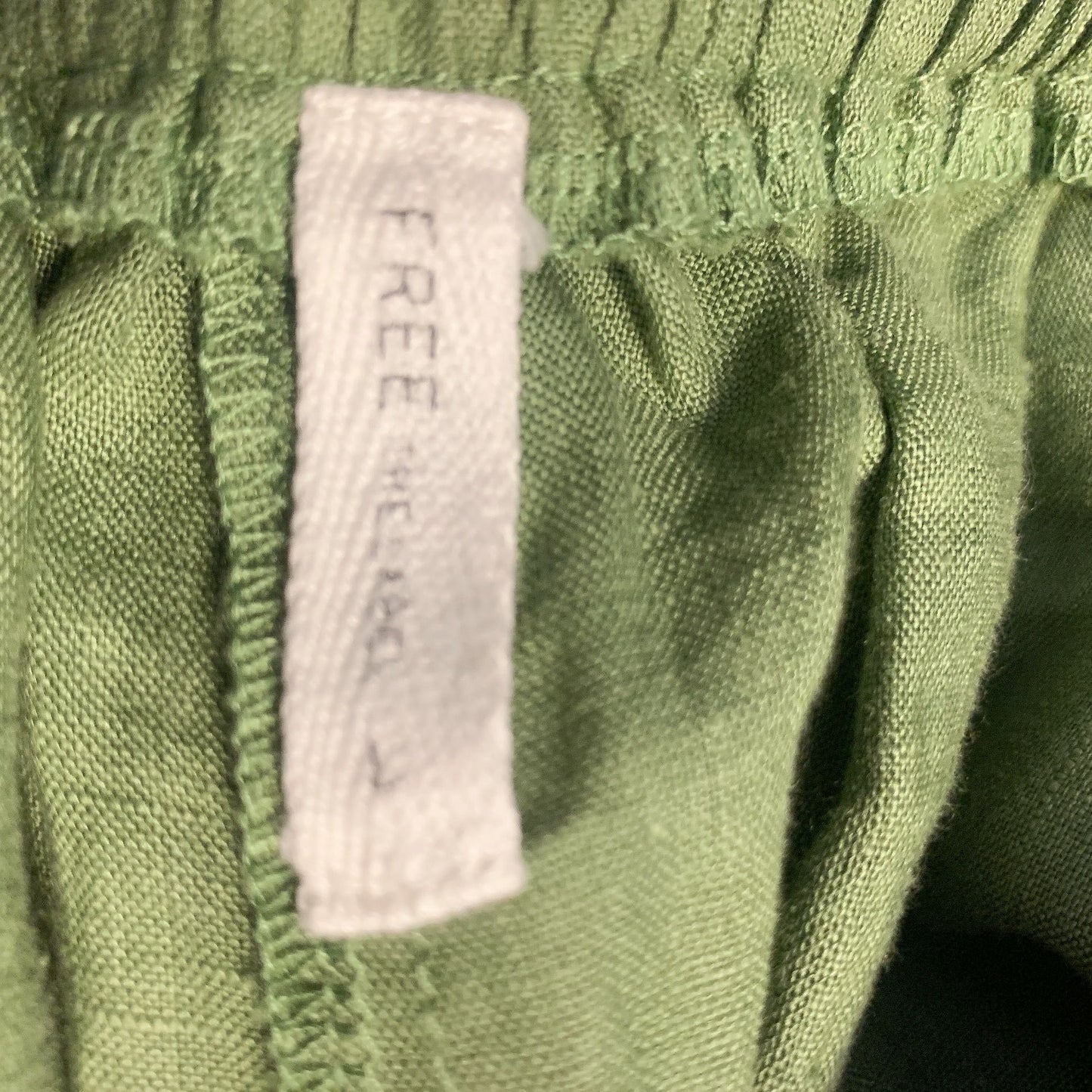 Free The Label Green Linen High-Waisted Shorts, Size Large