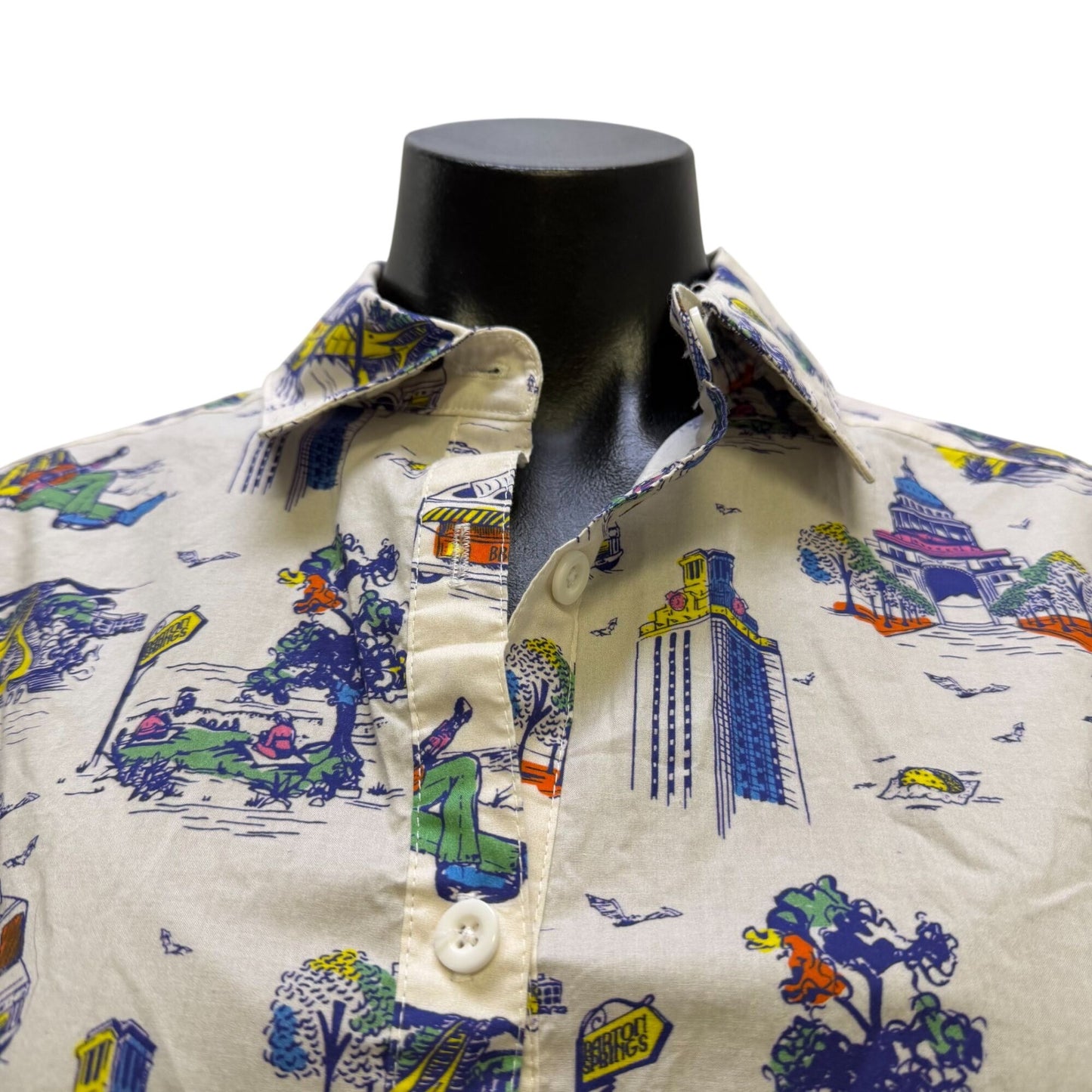 Katie Kime Belted Shirt Dress White Multi Print S