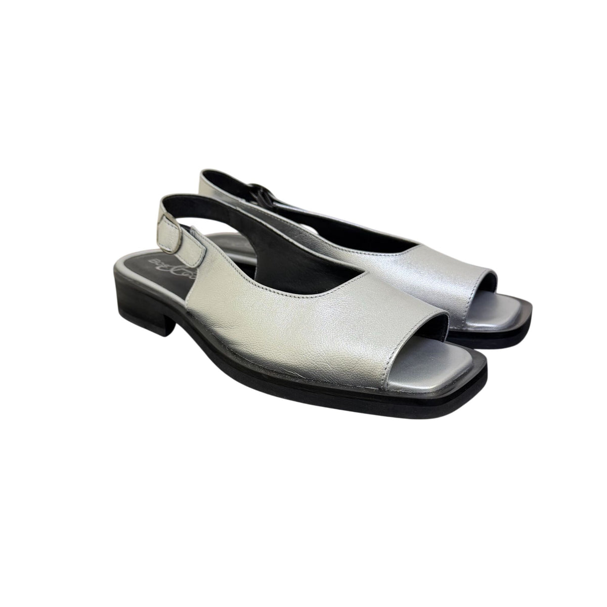 Bos & Co Silver Leather Slingback Sandals Open Toe 9.5