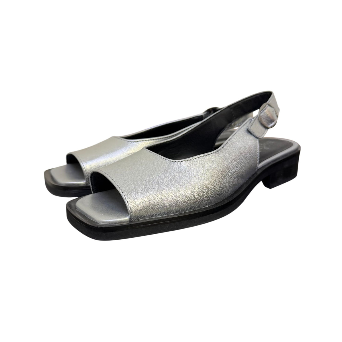 Bos & Co Silver Leather Slingback Sandals Open Toe 9.5