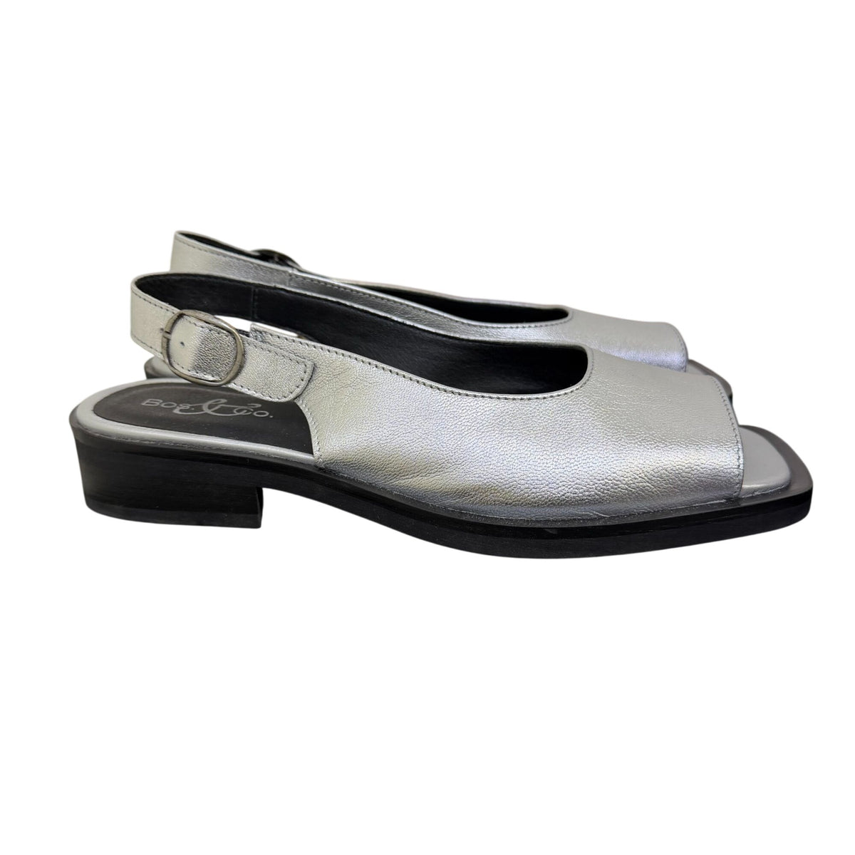 Bos & Co Silver Leather Slingback Sandals Open Toe 9.5