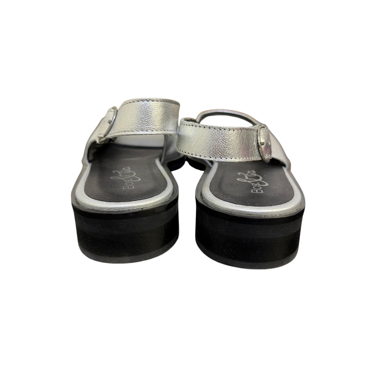 Bos & Co Silver Leather Slingback Sandals Open Toe 9.5
