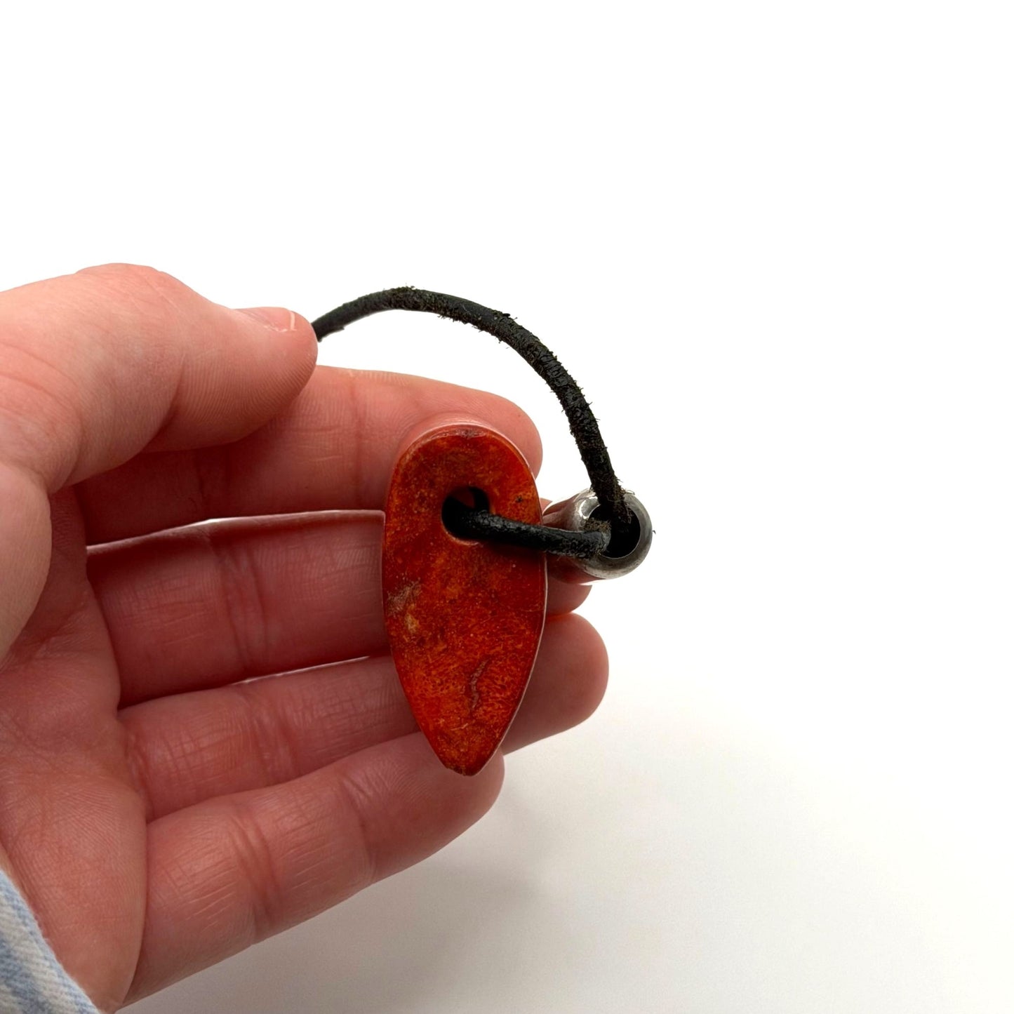 Silpada 925 Silver & Coral Pendant Necklace On Black Cord