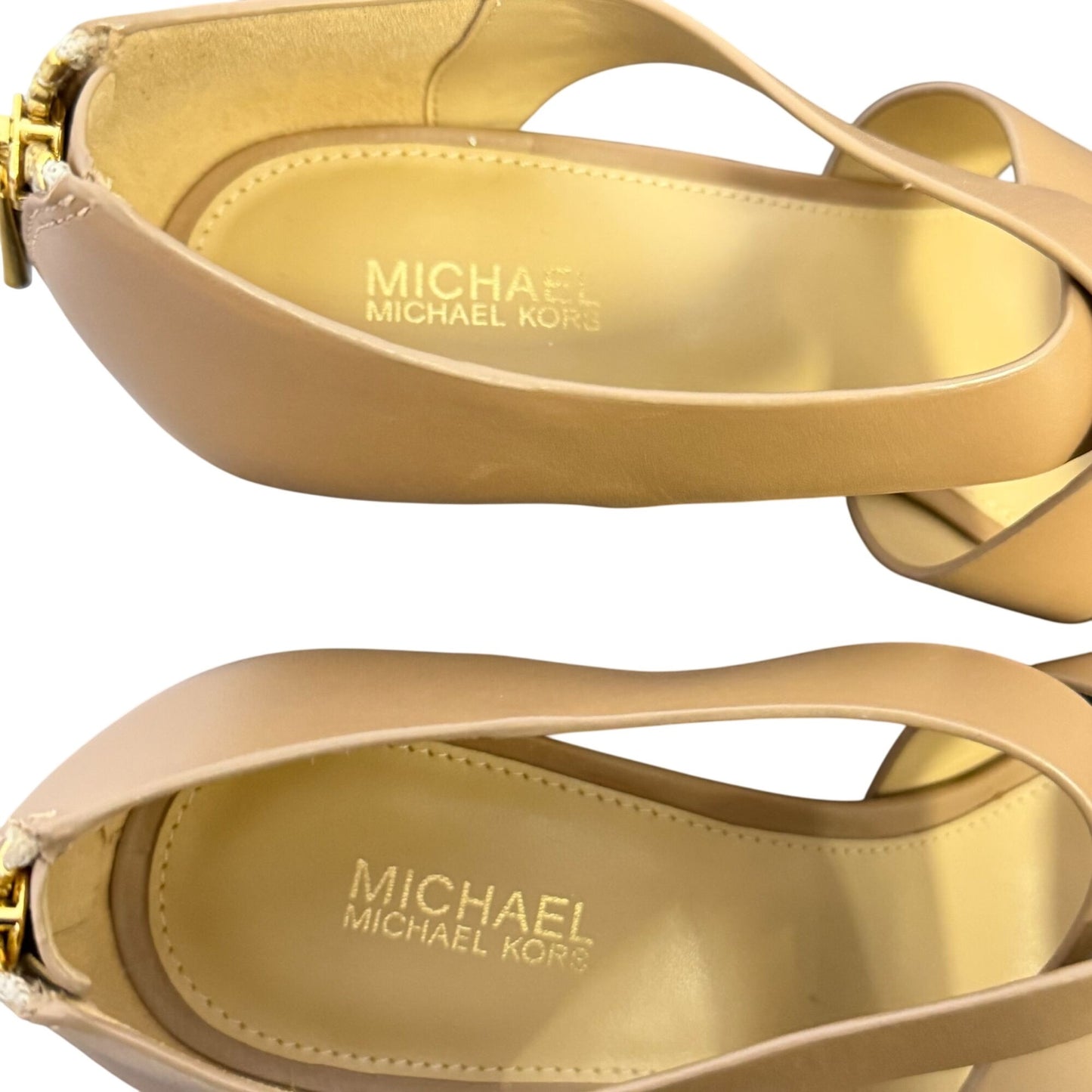 NWT Michael Kors Tan Leather Heel Sandals Size 6