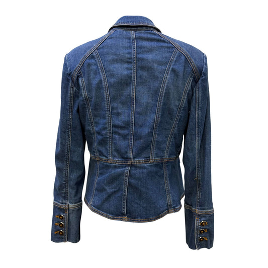 Chico's Blue Denim Jacket With Button Front Pockets Size 0.5/S