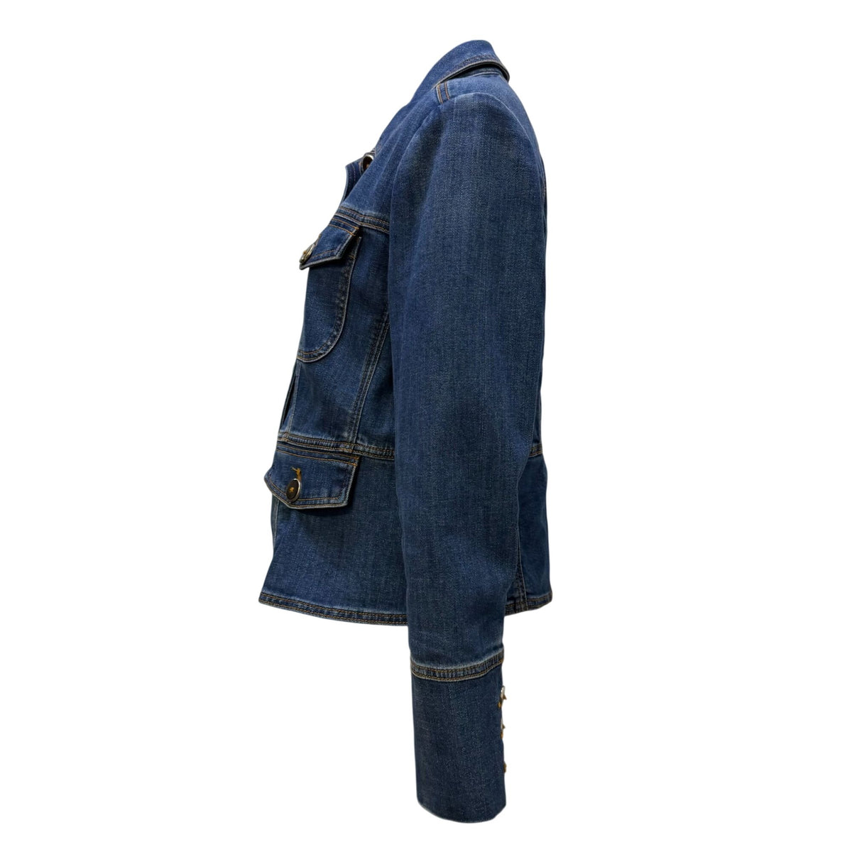 Chico's Blue Denim Jacket With Button Front Pockets Size 0.5/S