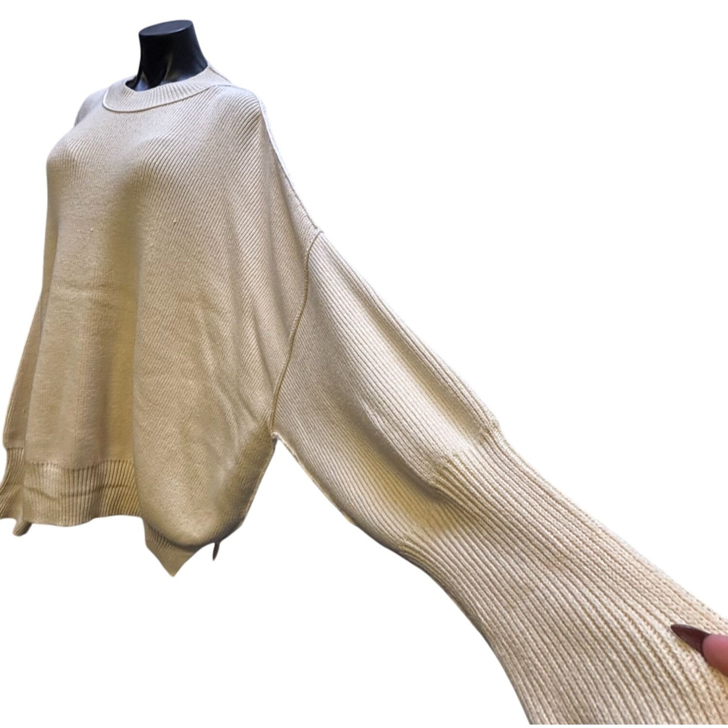 NWT Free People Cream Oversized Pullover Sweater L