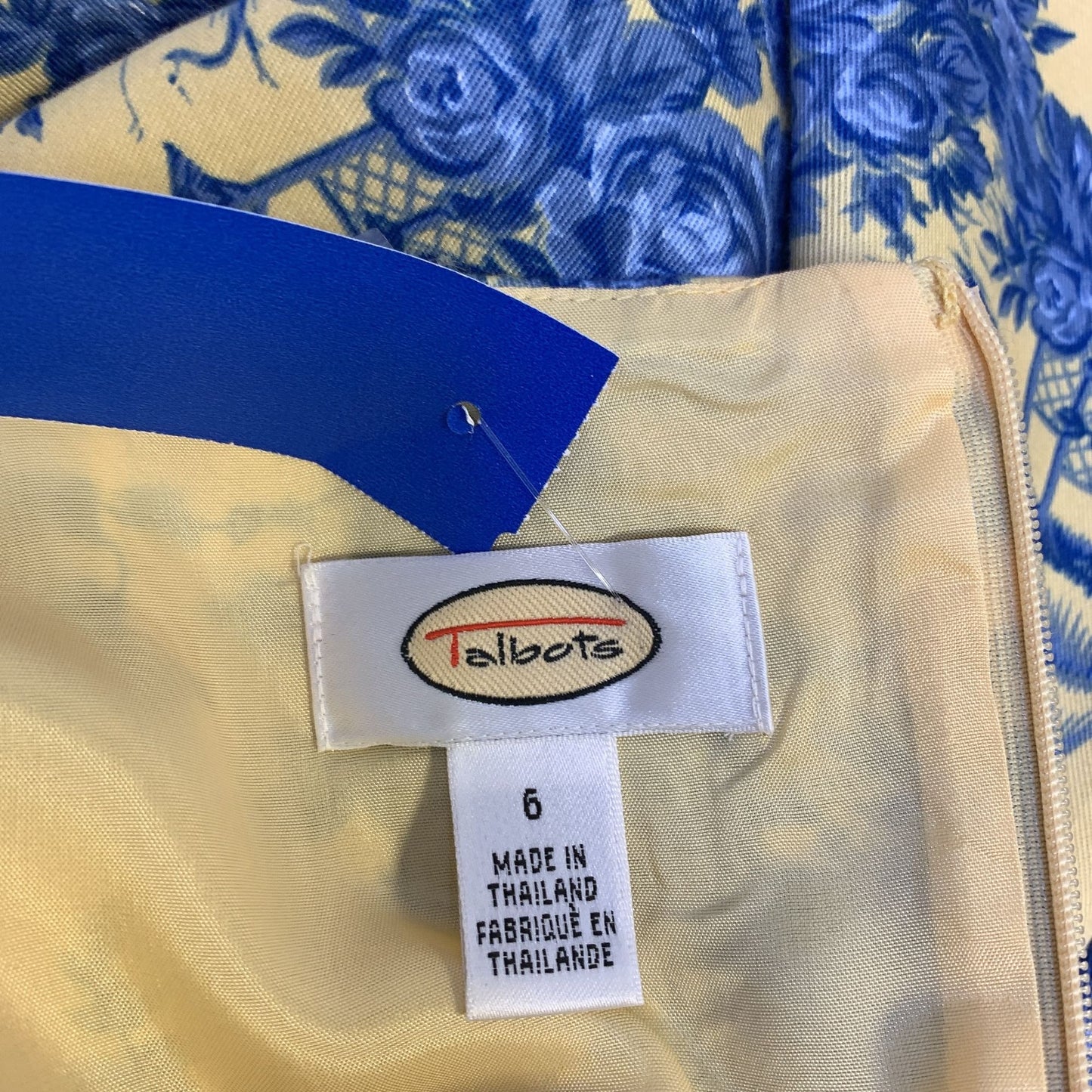 Talbots Yellow & Blue Floral Print Dress Size 6