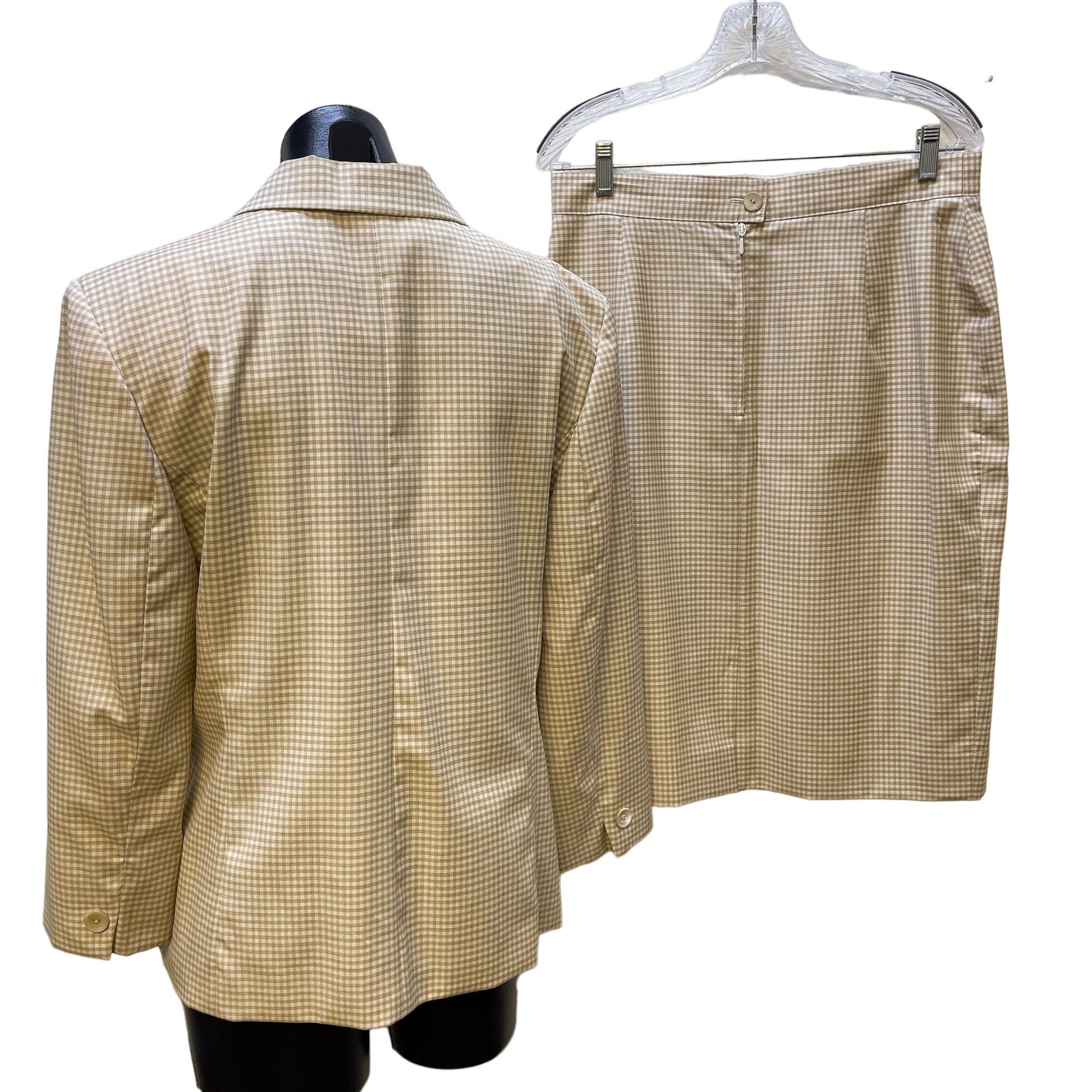 *Louis Feraud Tan & White Jacket and Skirt Size 12