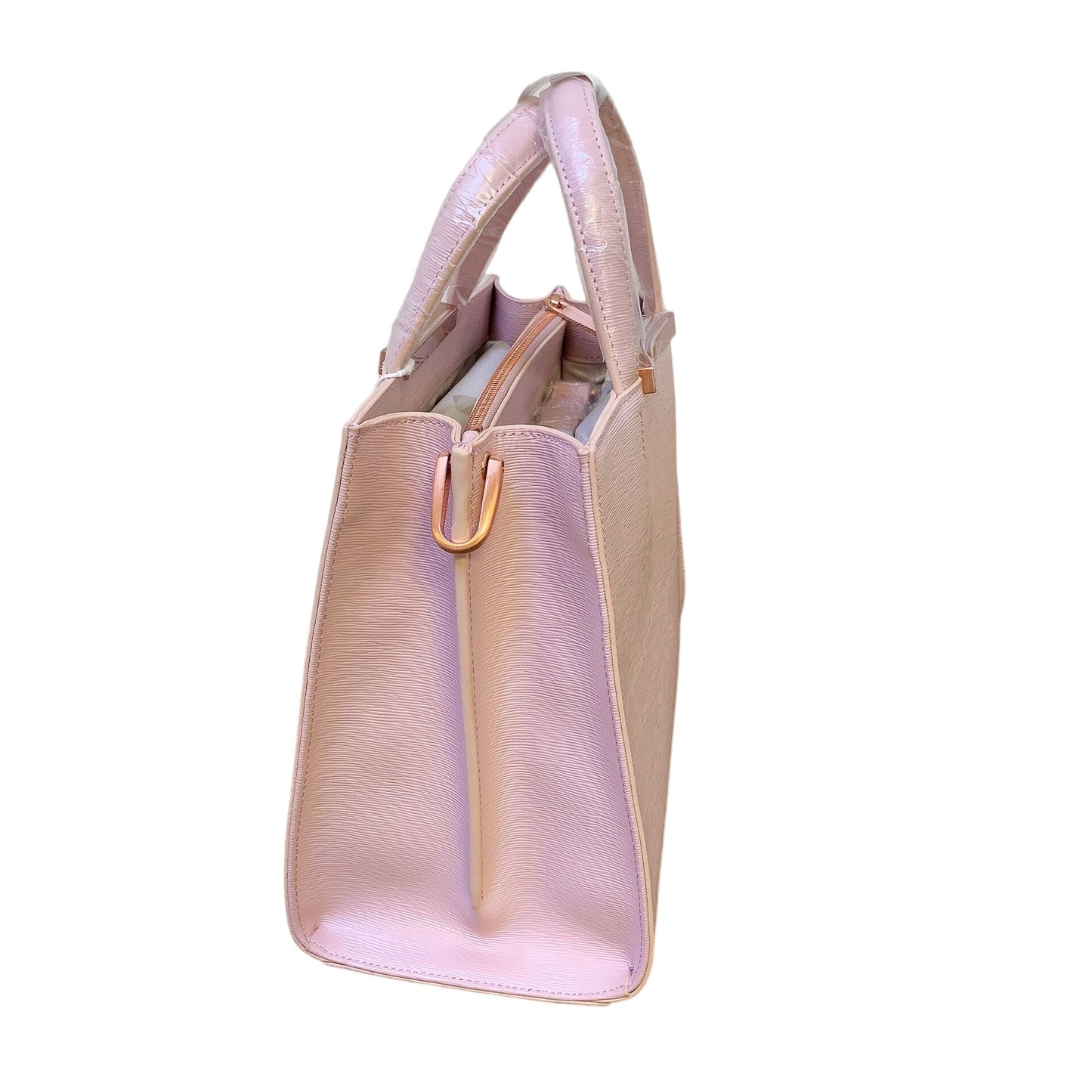 NWT Ted Baker London Baby Pink Faceted Bow Detail Leather Shoulder Tote OS