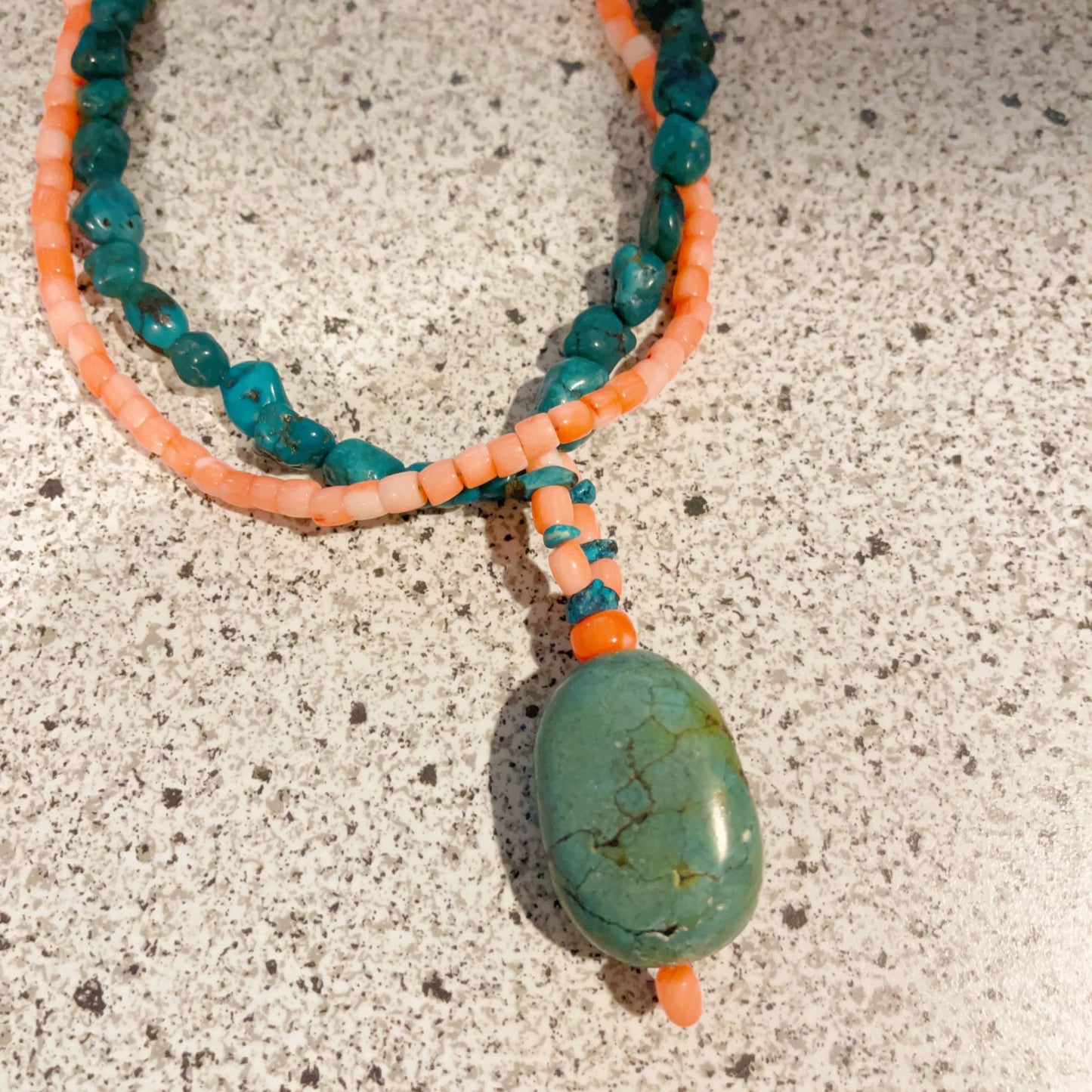 Turquoise Coral Doubled Tier Necklace