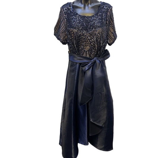 *NWT R&M Richards Navy Sequin Gown Size 14W