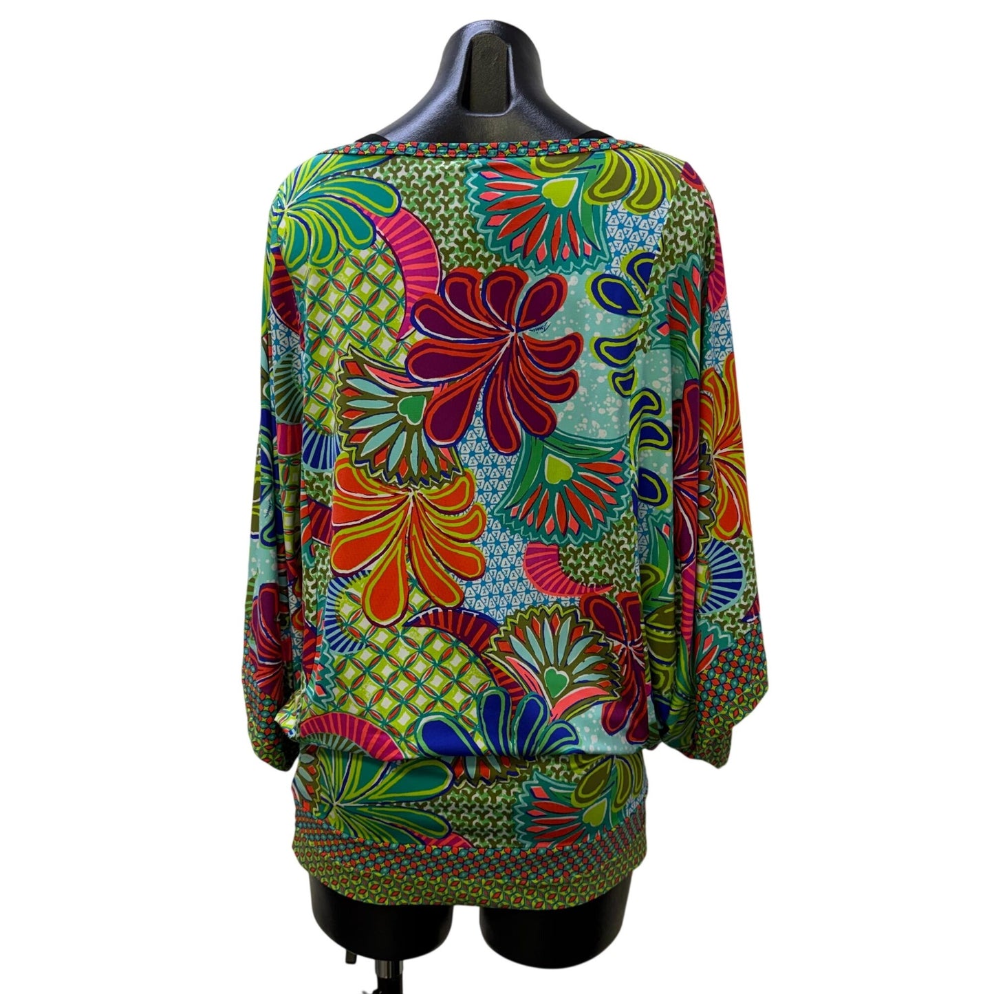 Trina Turk Multicolor Floral Print Dress Dolman Sleeves Size S