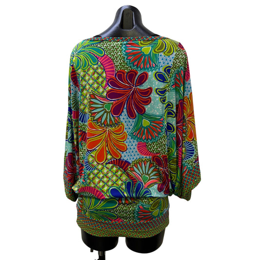 Trina Turk Multicolor Floral Print Dress Dolman Sleeves Size S