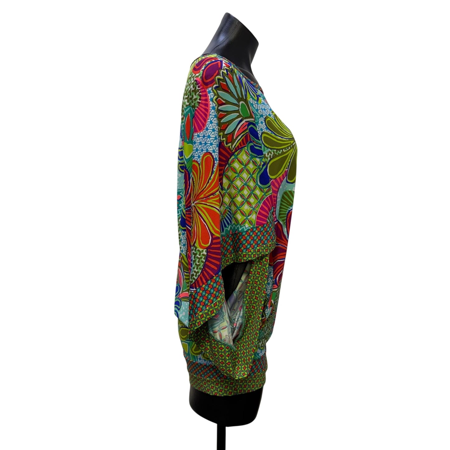 Trina Turk Multicolor Floral Print Dress Dolman Sleeves Size S
