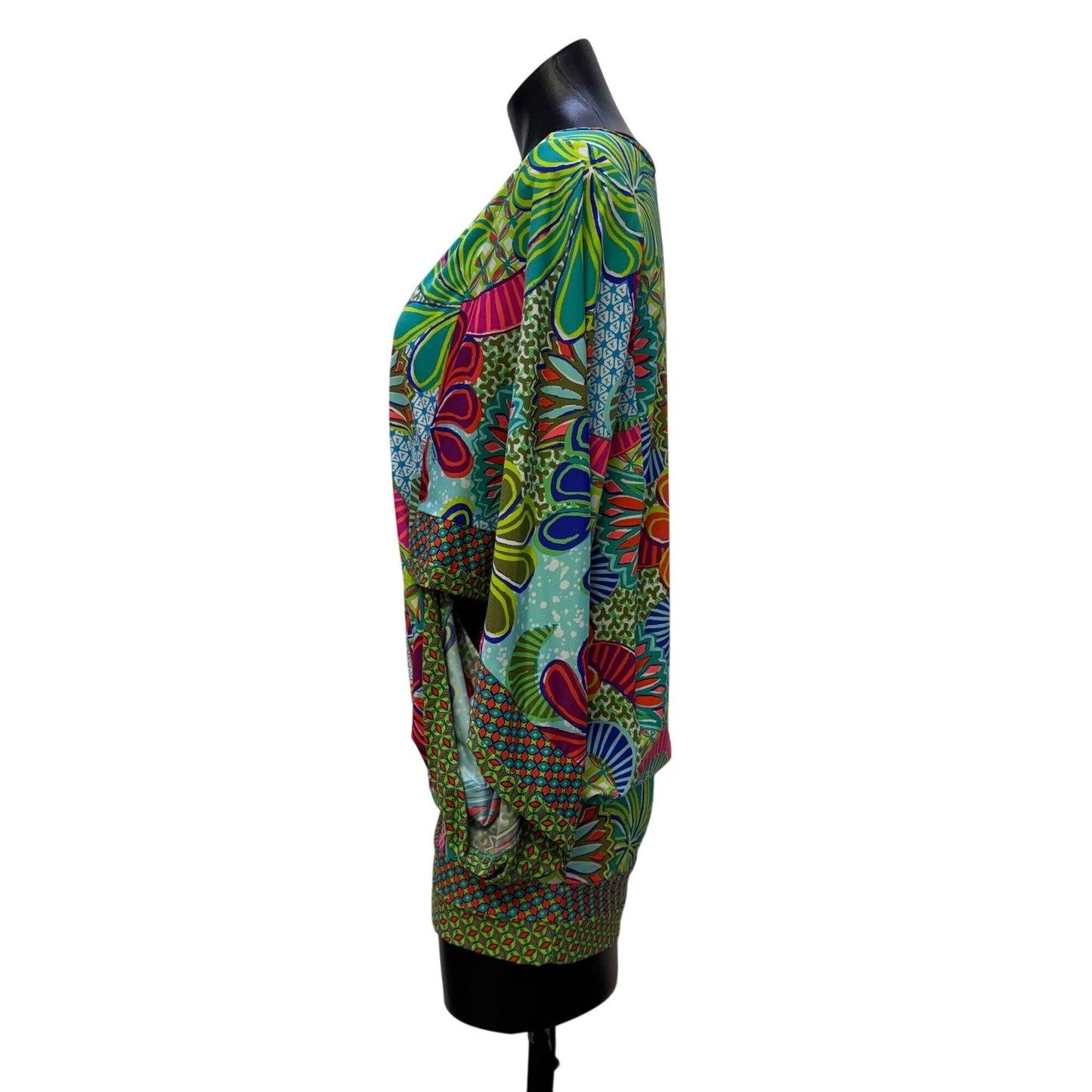Trina Turk Multicolor Floral Print Dress Dolman Sleeves Size S