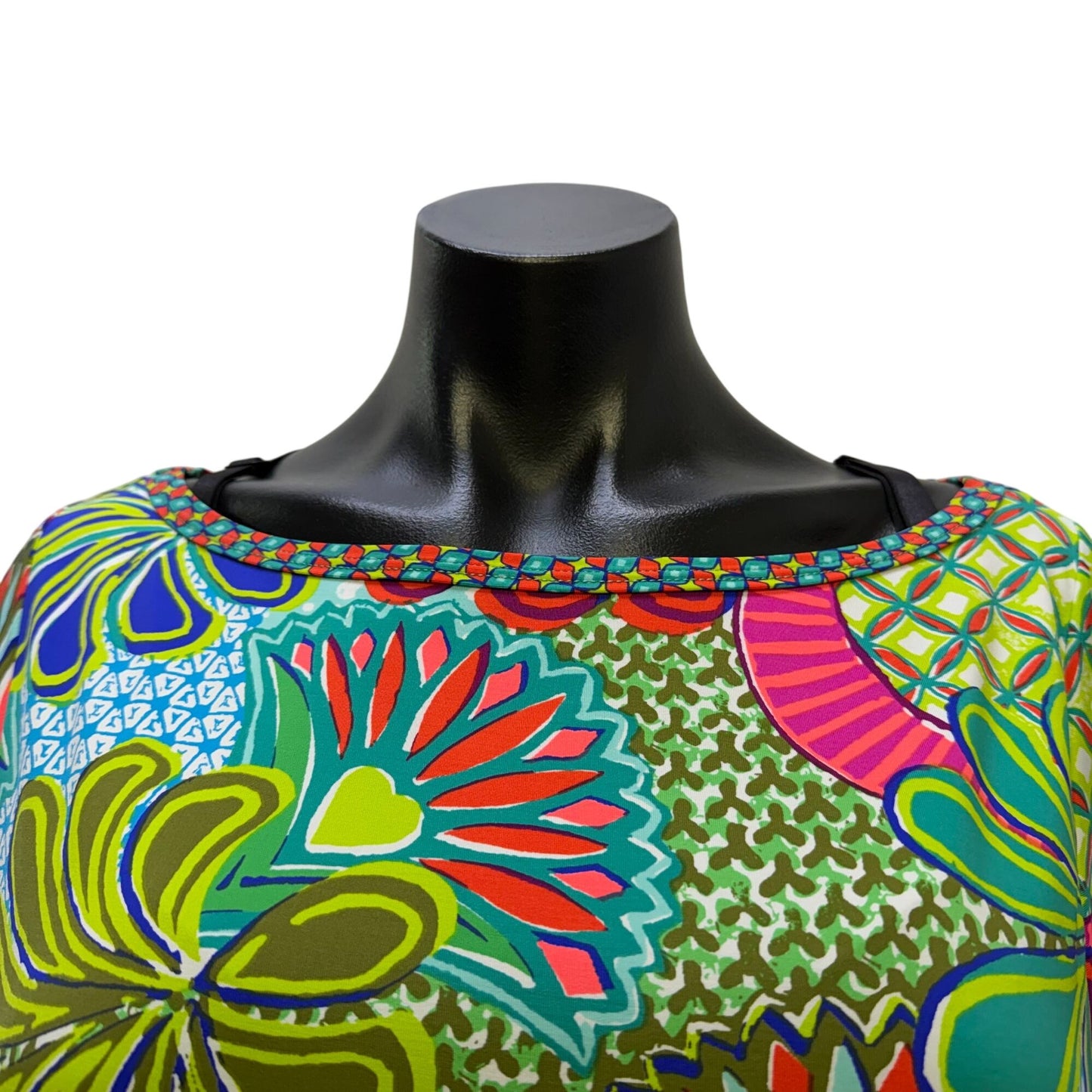 Trina Turk Multicolor Floral Print Dress Dolman Sleeves Size S