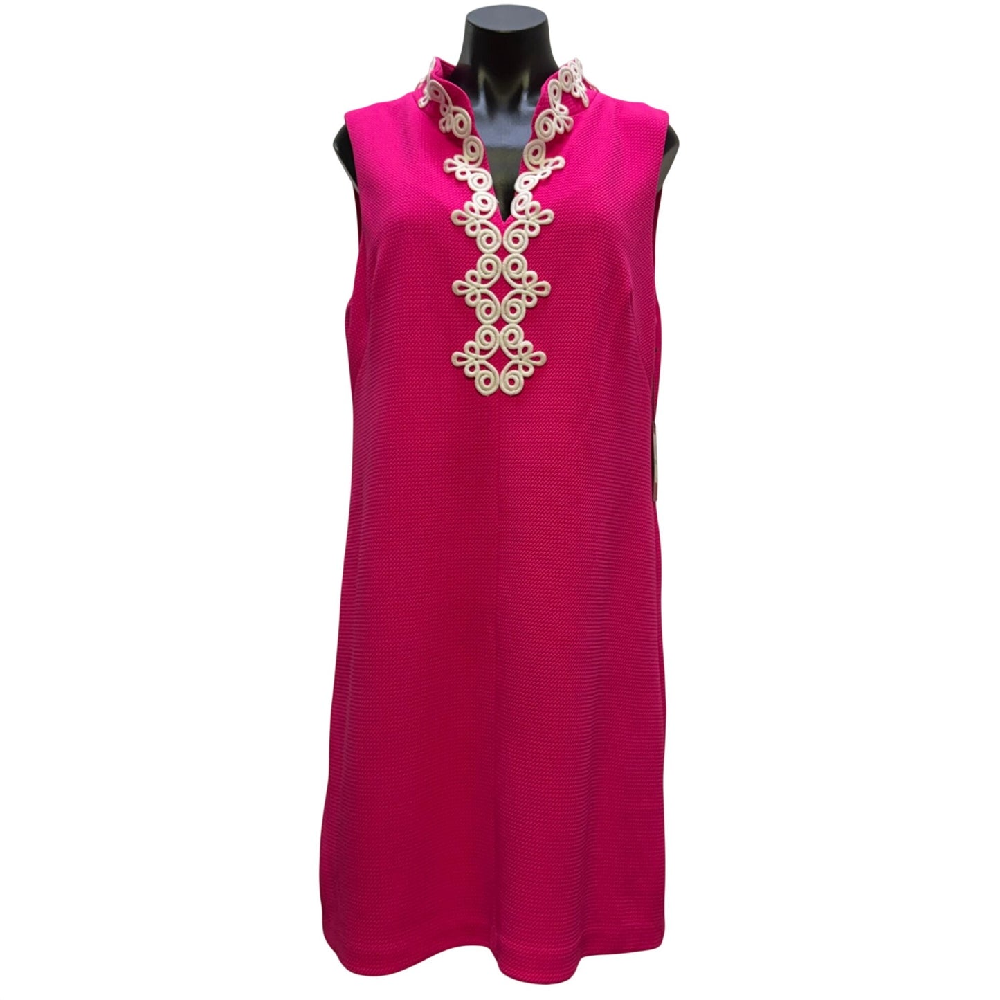 NWT Vince Camuto Pink Sleeveless Dress With White Embroidery Size 16