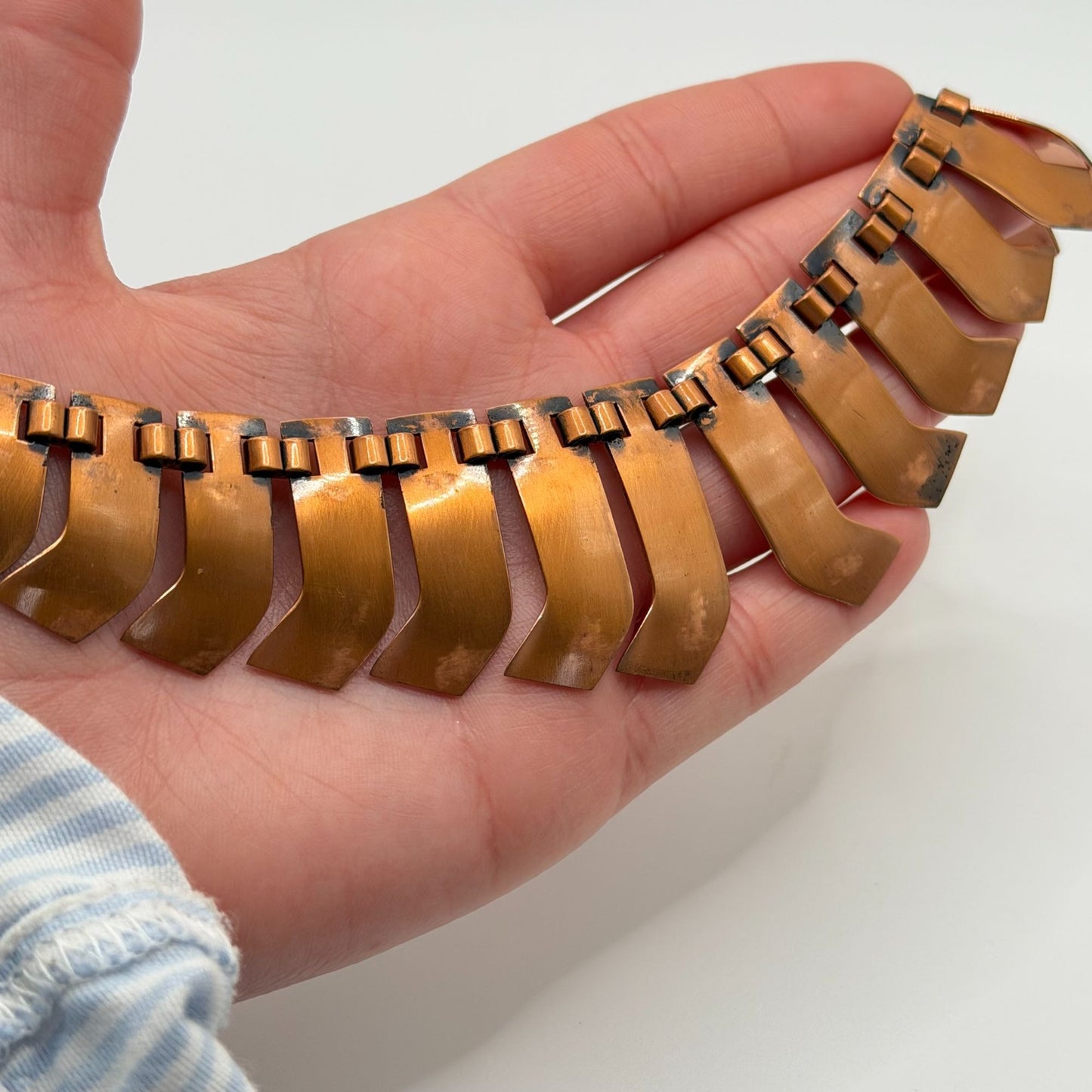 Vintage Renoir Metalisse Copper Link Necklace Collar 1950s