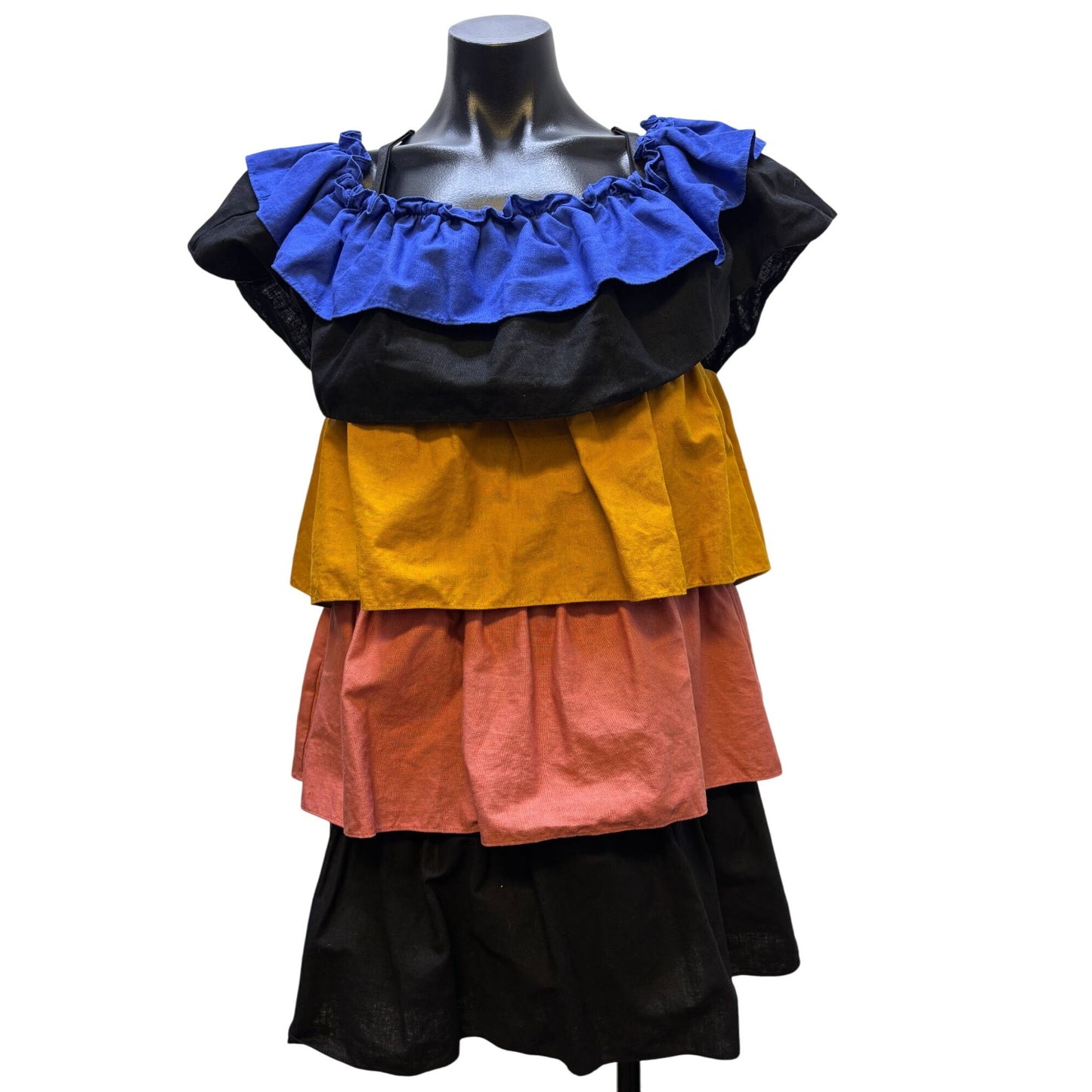 Se'zane Paris Ruffled Peasant Dress Multi S