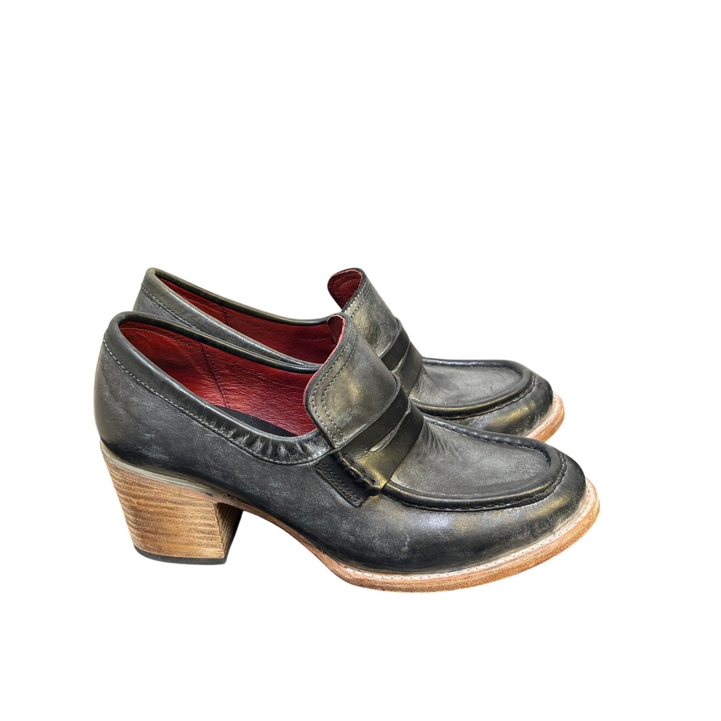 Free Bird By Steven Chevelle Leather Heeled Loafers Black Size 9