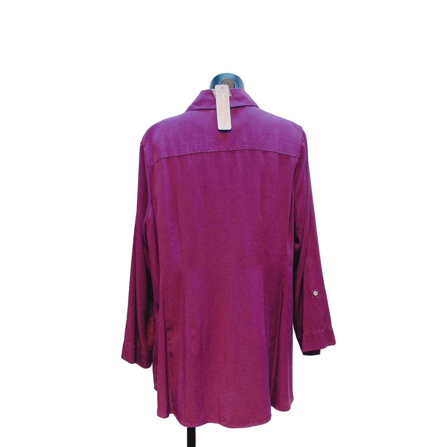 NWT Soft Surroundings Purple Asymmetrical Button-Up Wrap Blouse Size 1X