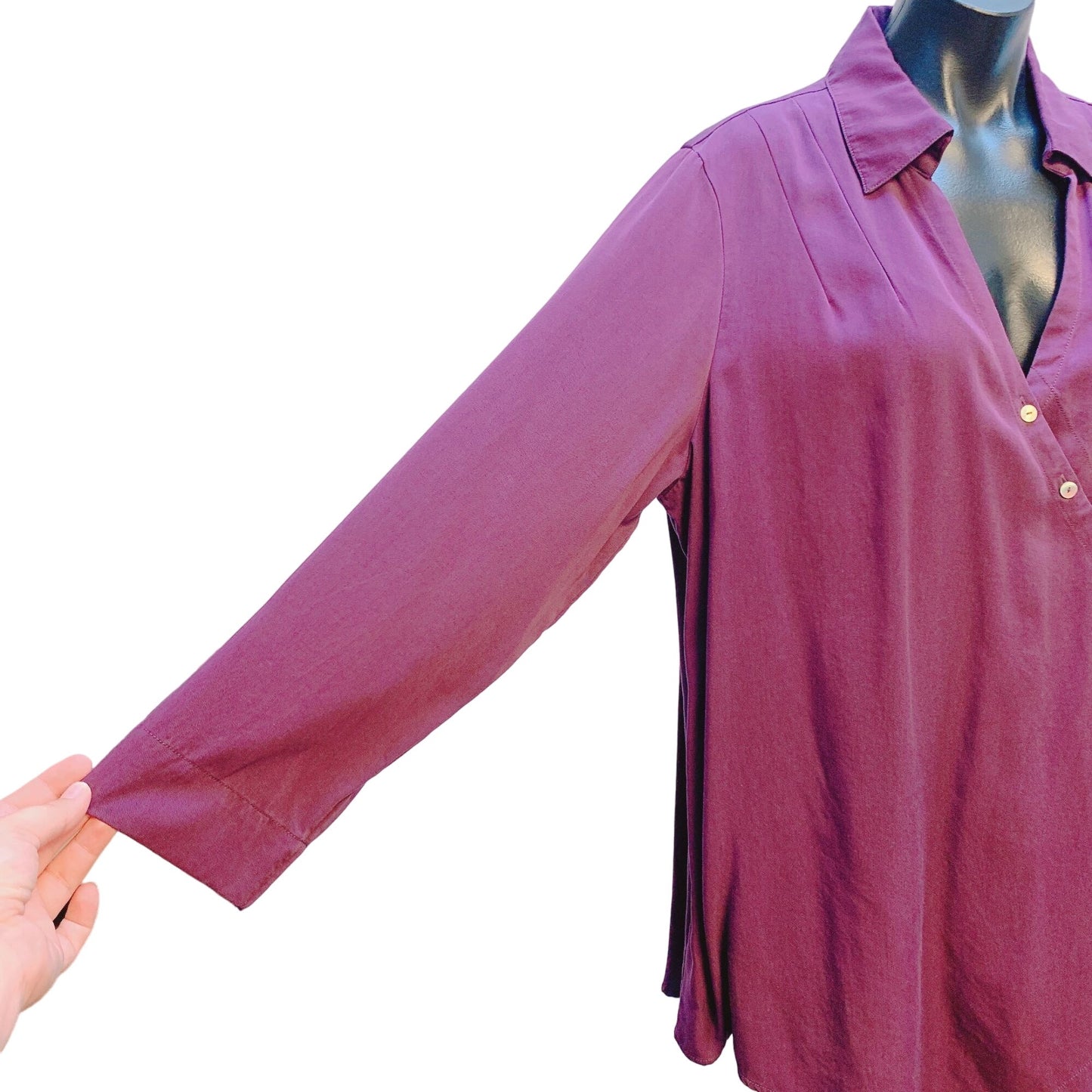 NWT Soft Surroundings Purple Asymmetrical Button-Up Wrap Blouse Size 1X