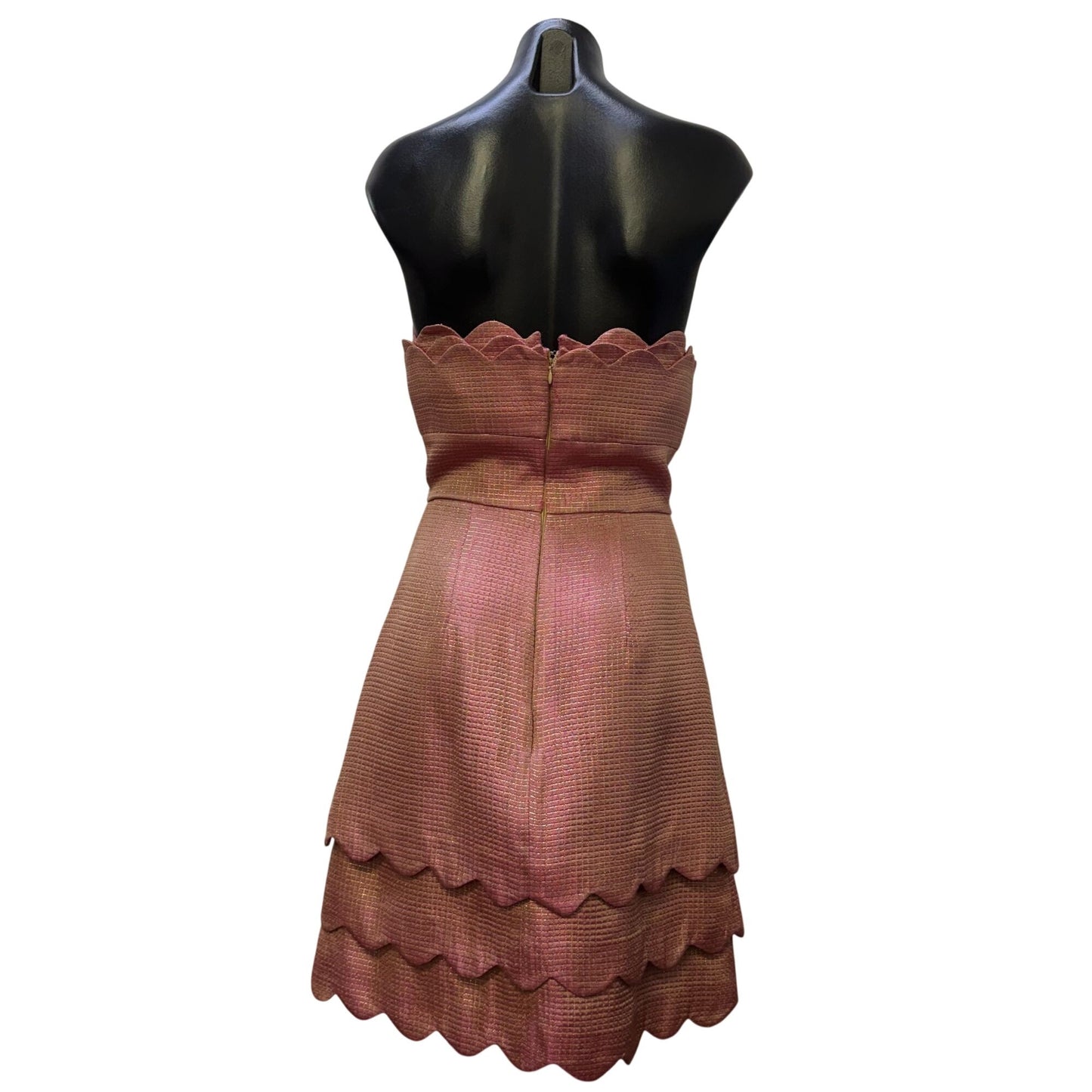 Jovani Strapless Pink & Gold Scalloped Mini Dress S