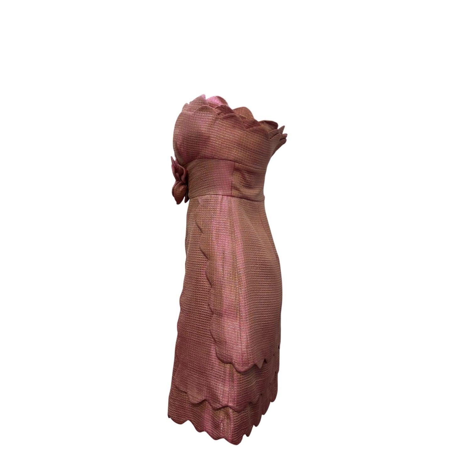 Jovani Strapless Pink & Gold Scalloped Mini Dress S