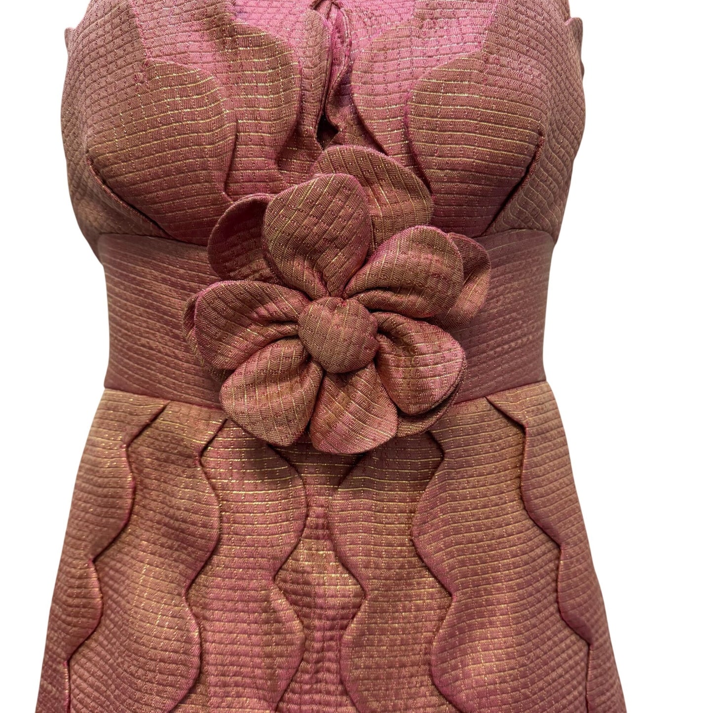 Jovani Strapless Pink & Gold Scalloped Mini Dress S