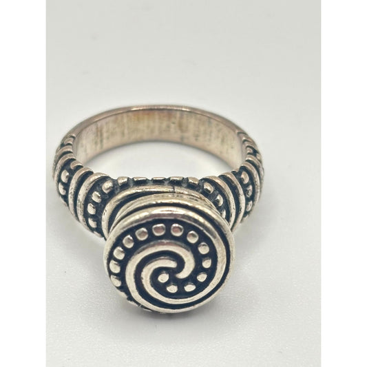 Vintage James Avery Tribal African Beaded Swirl Sterling Silver Ring