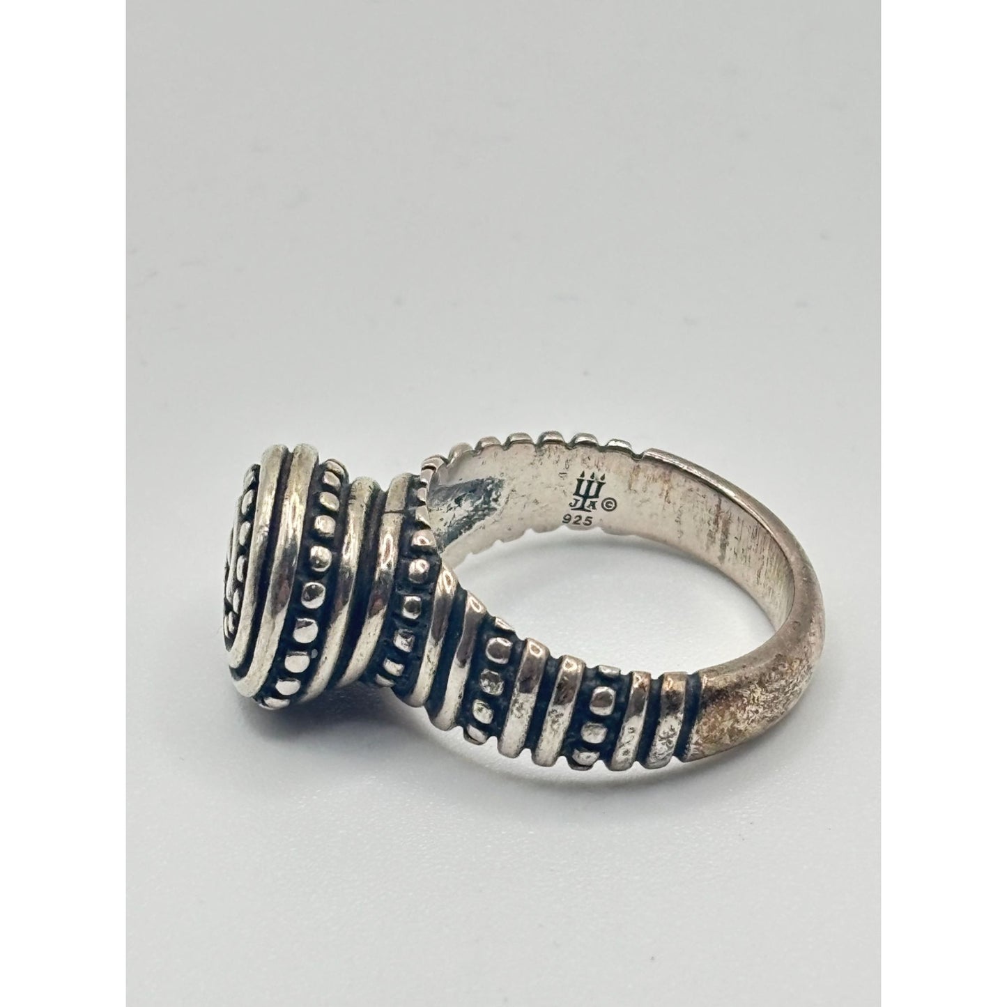 Vintage James Avery Tribal African Beaded Swirl Sterling Silver Ring