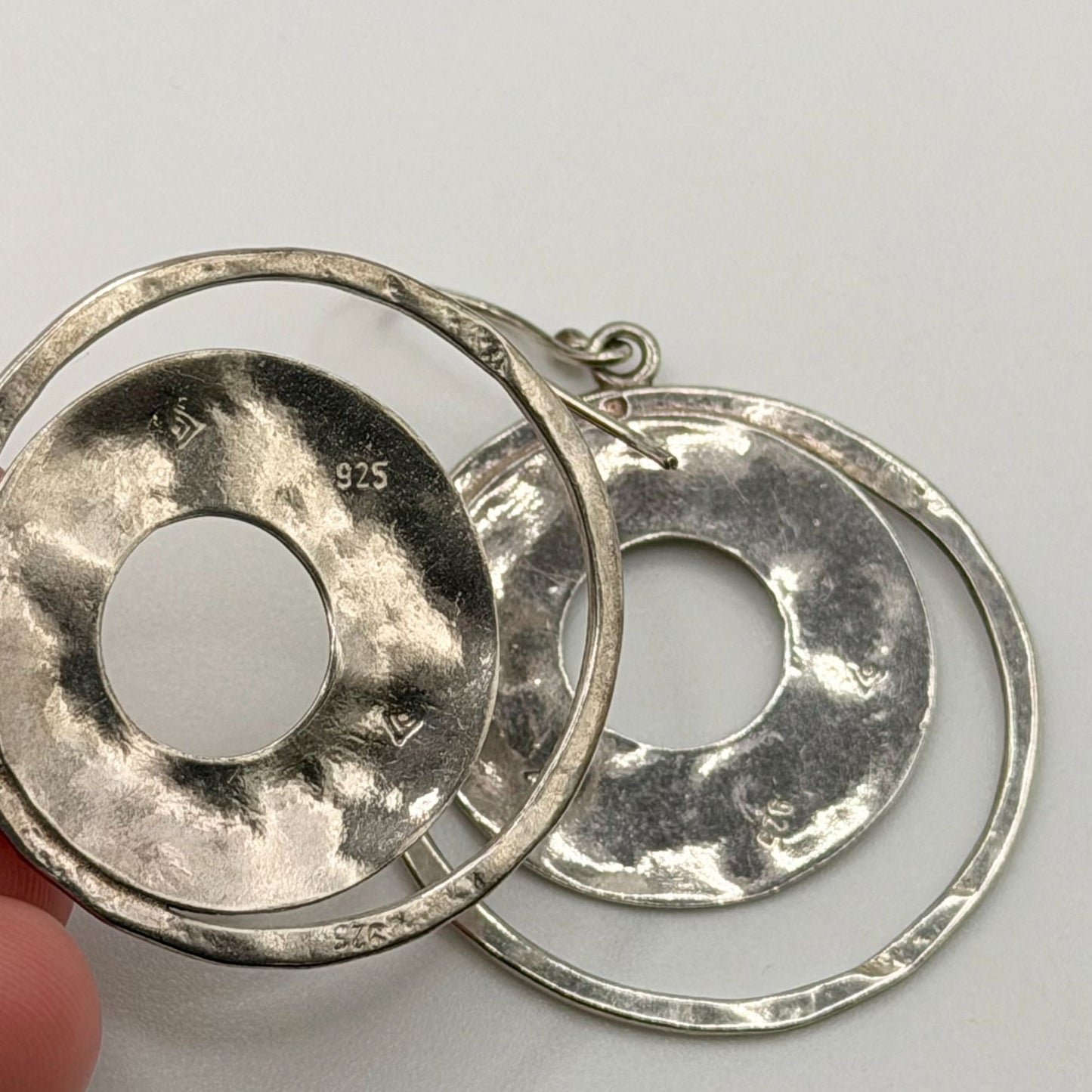 Silpada 925 Sterling Silver Hammered Circle Modernist Dangle Earrings