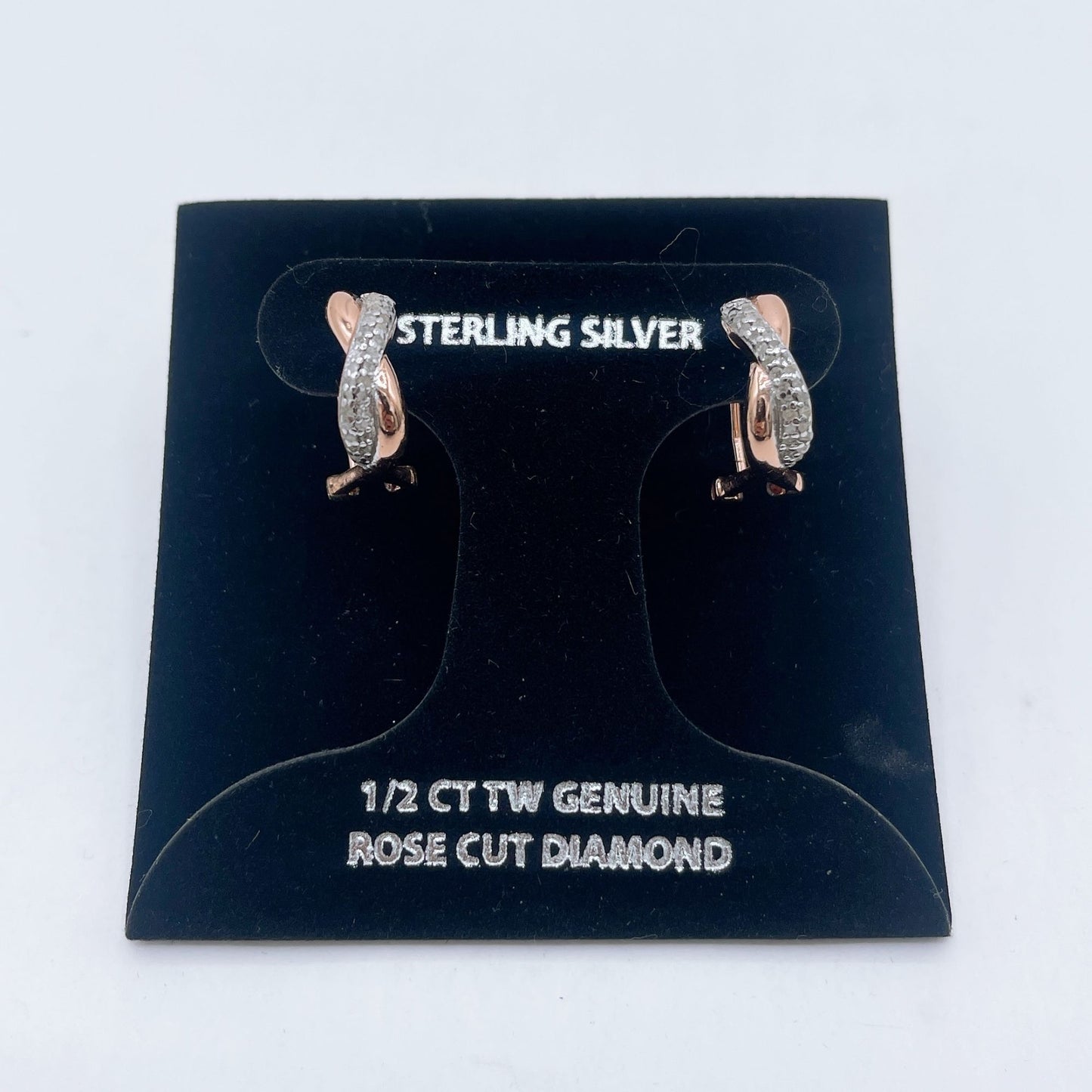 Victoria Townsend 925 Sterling Rose Gold Rose Cut Diamond Earrings